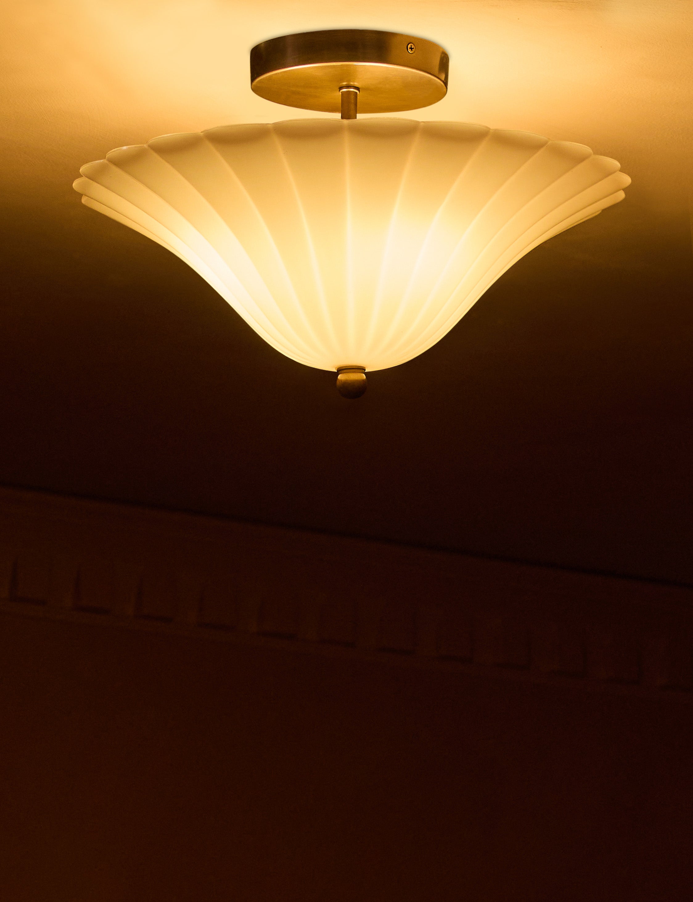 Glynn Flush Mount Light | Scalloped Glass, Warm Brass Accents