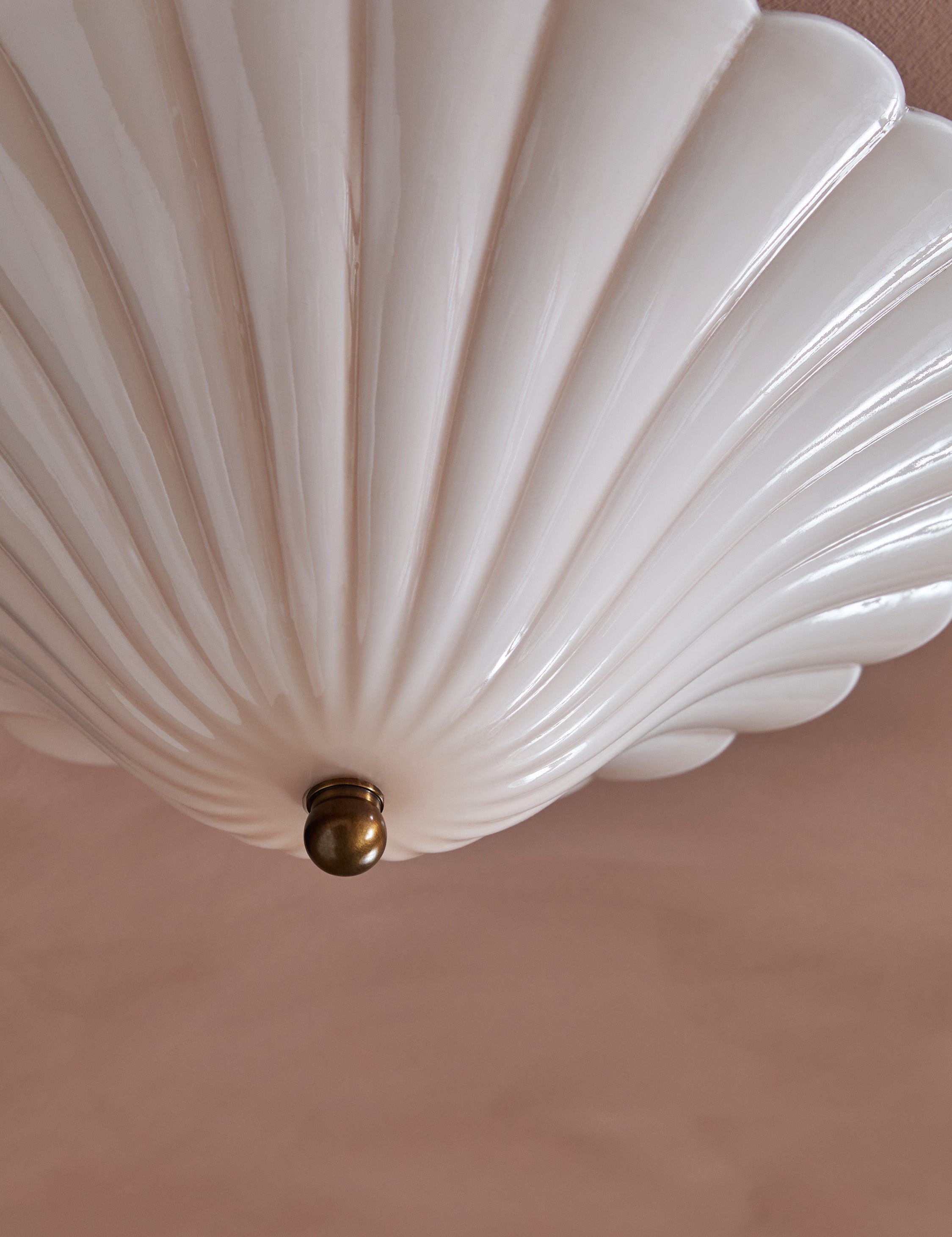 Glenwood Flush Mount Light | Scalloped Glass, Brass Accents
