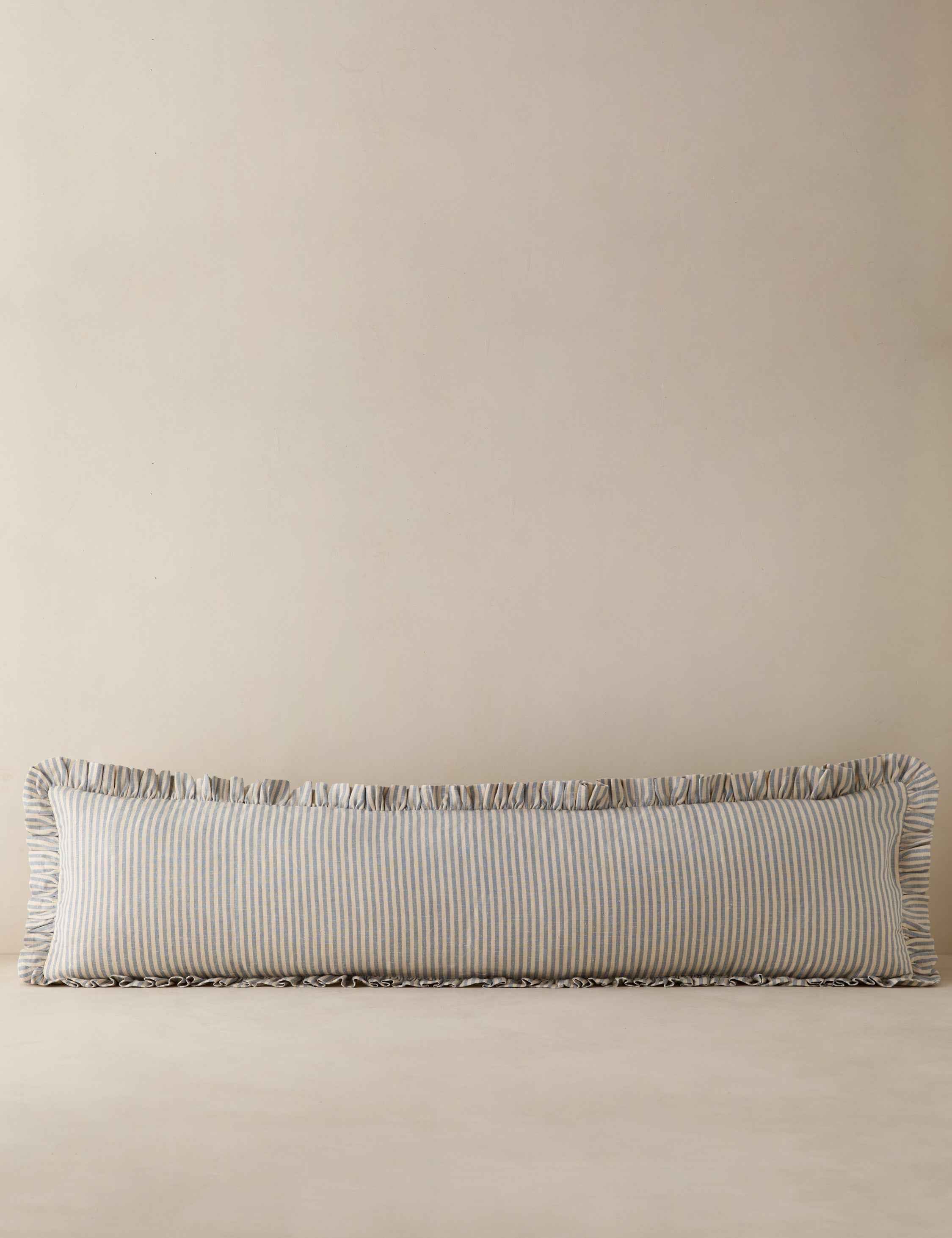 Isla Lumbar Pillow | Ruffled Flange, Timeless Stripe Design