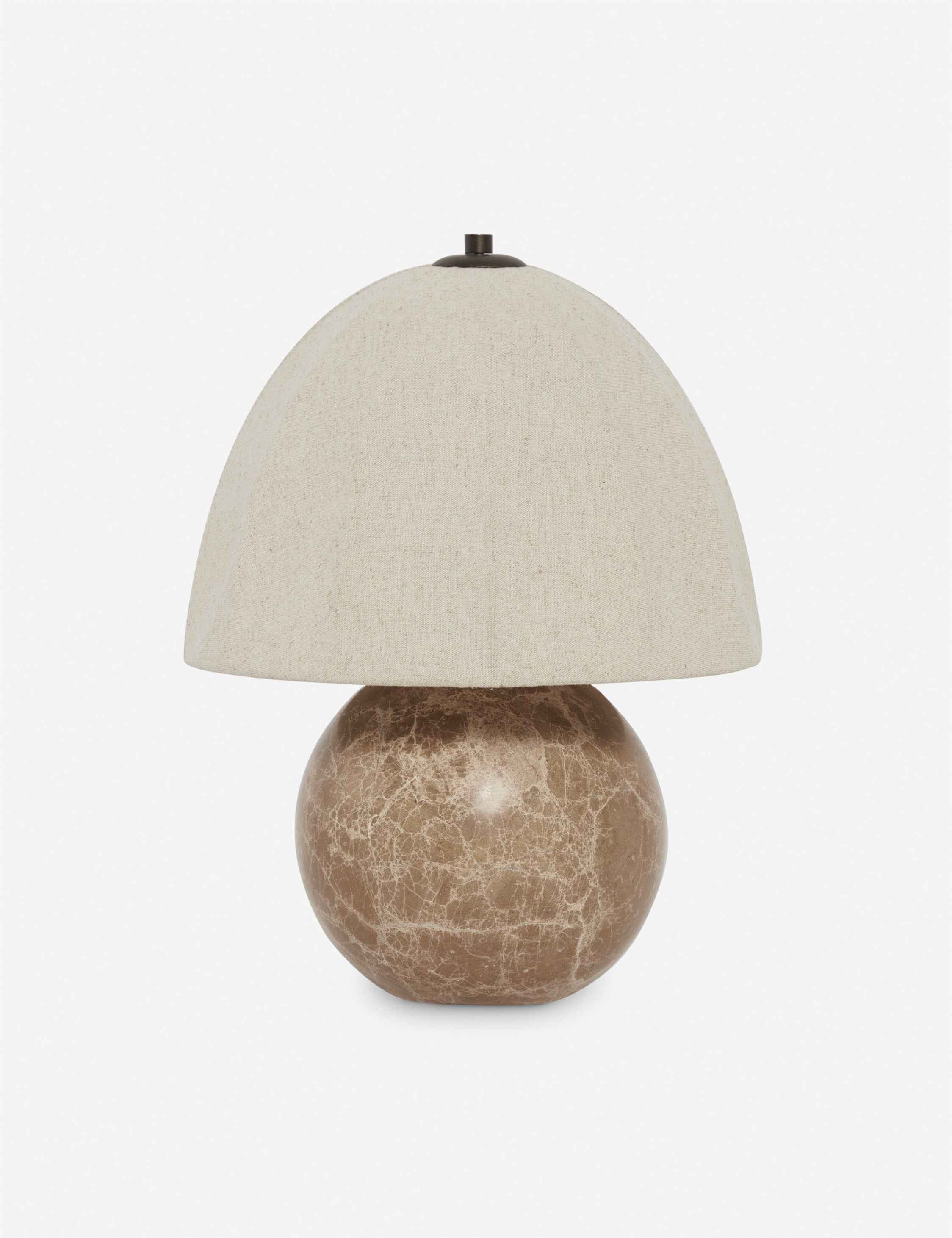 Izu Table Lamp | Stone Sphere Base, Linen Shade