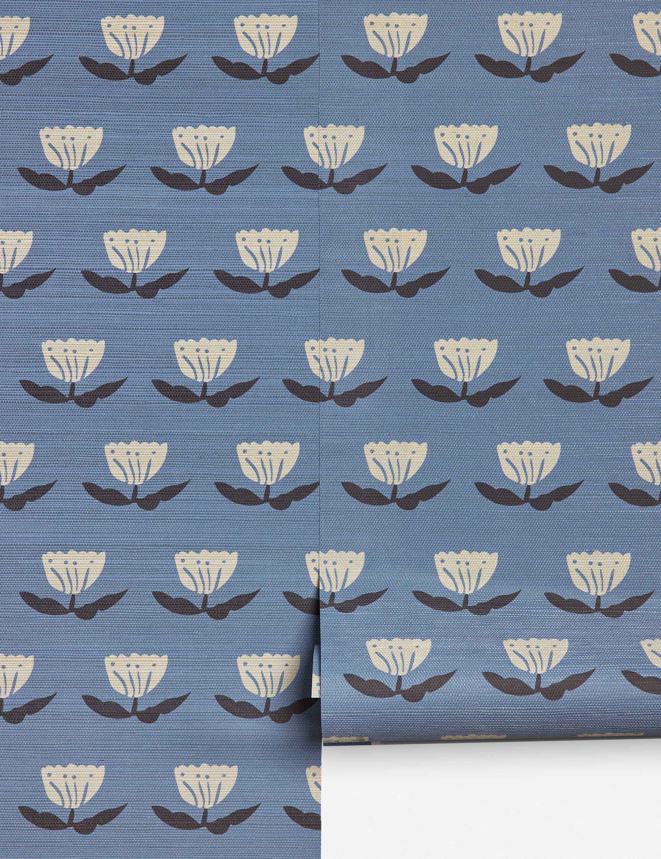 Juno Grasscloth Wallpaper | Hand-Sketched Floral Design