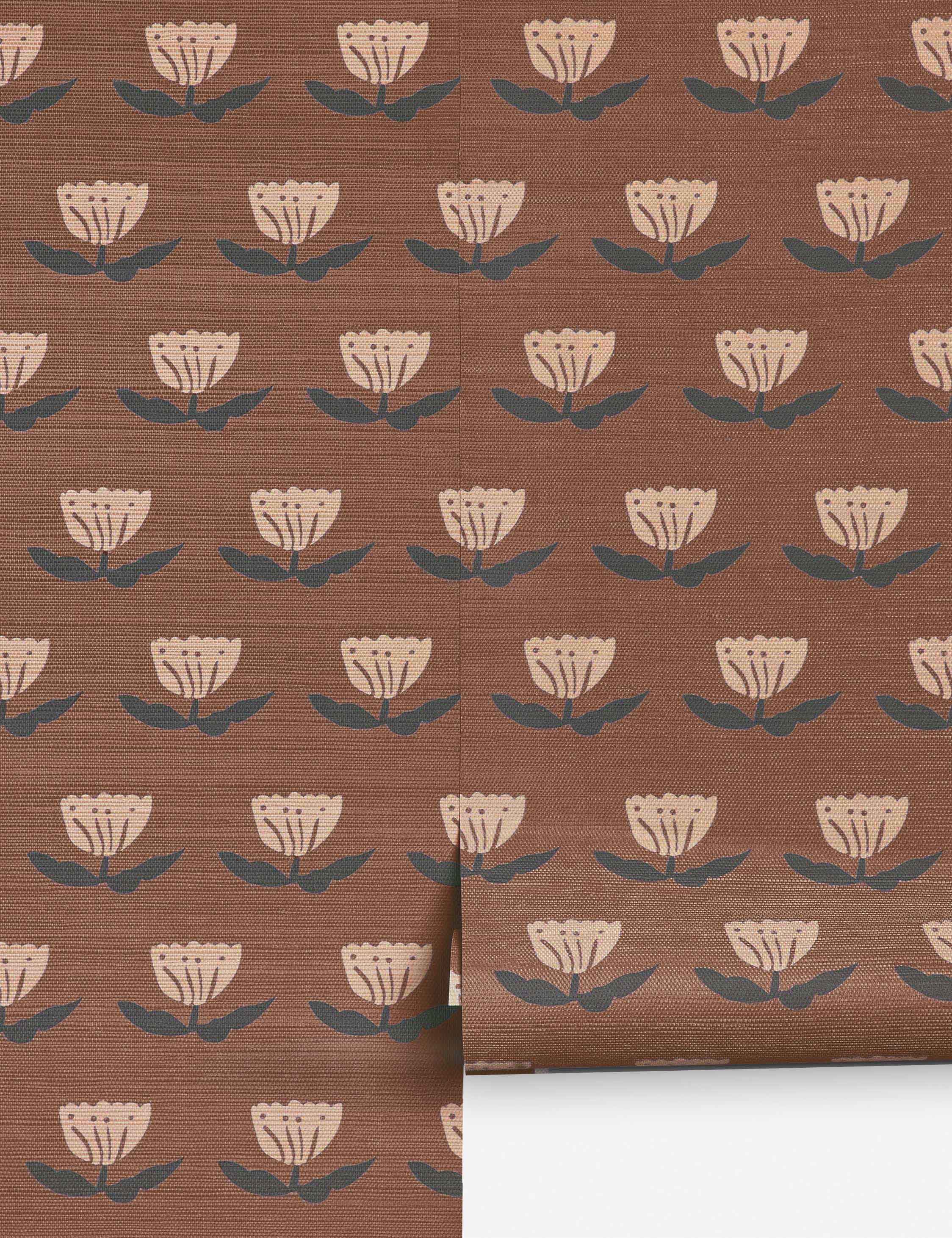 Juno Grasscloth Wallpaper | Hand-Sketched Floral Design