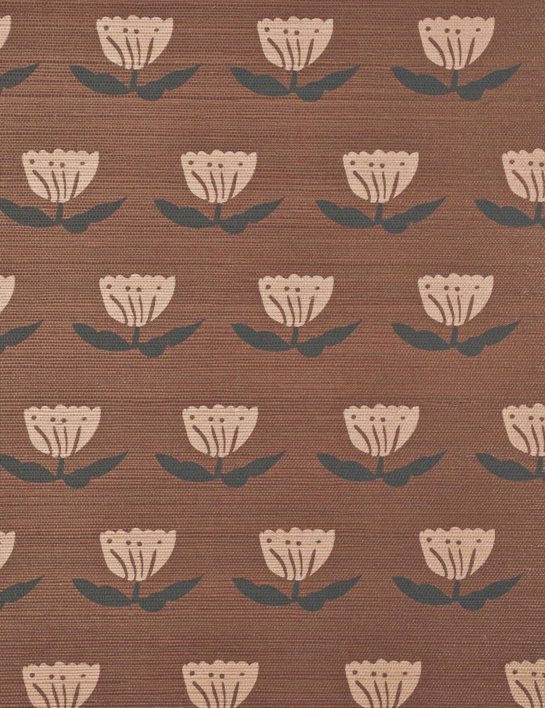 Juno Grasscloth Wallpaper | Hand-Sketched Floral Design
