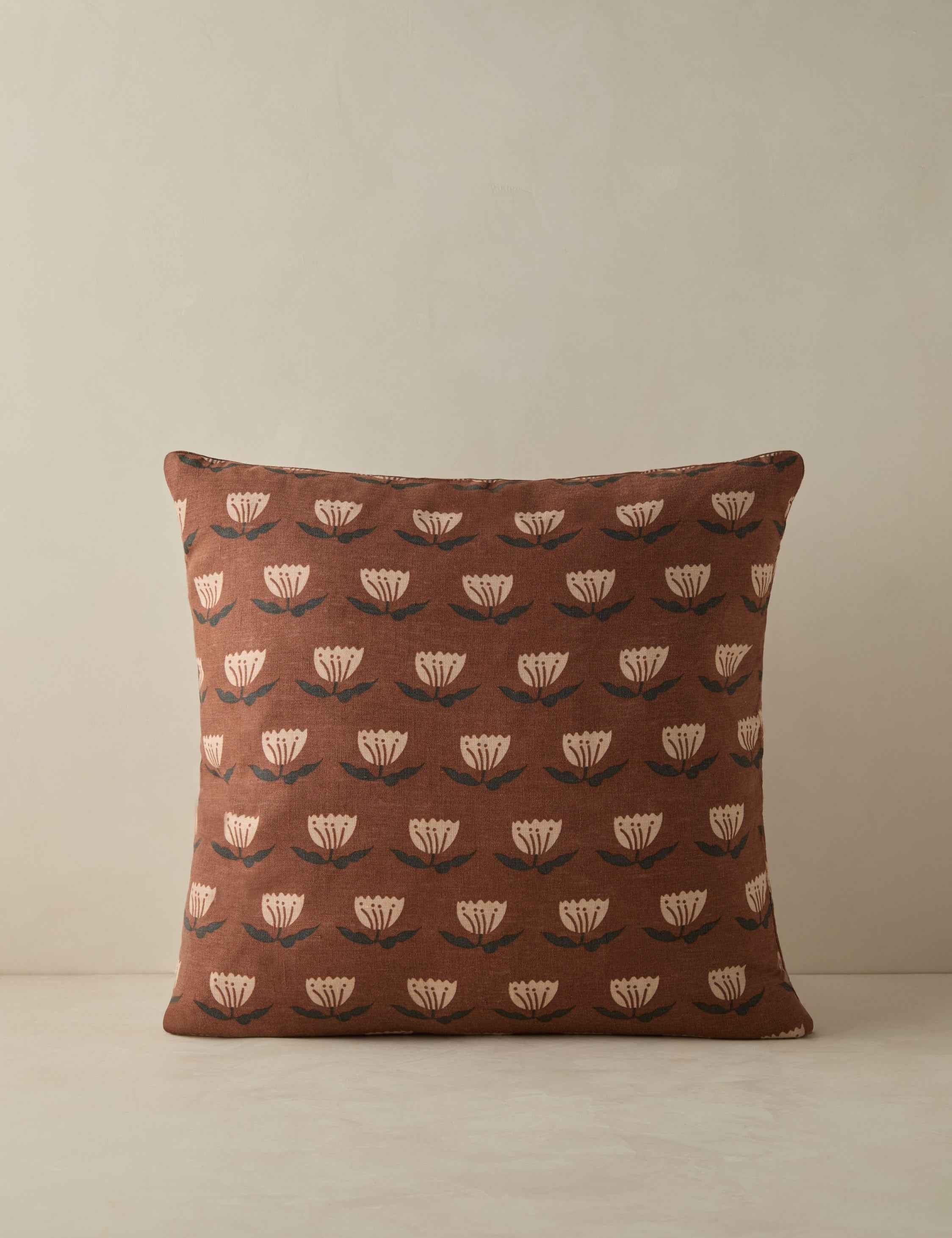 Luxe Janna Pillow | Hand-Sketched Floral, Natural Linen