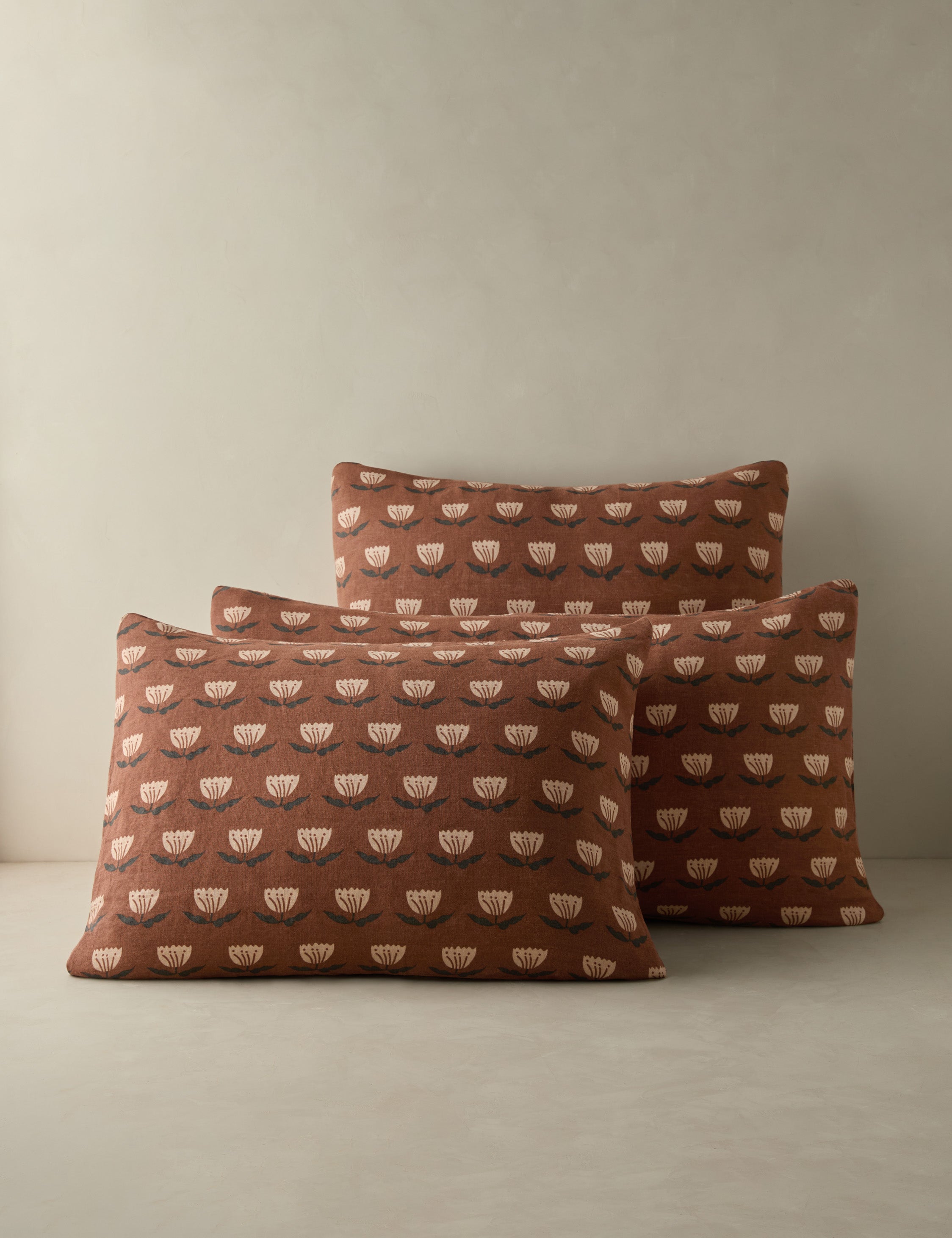 Bela Linen Sham | Hand-Sketched Floral Design, Natural Fiber