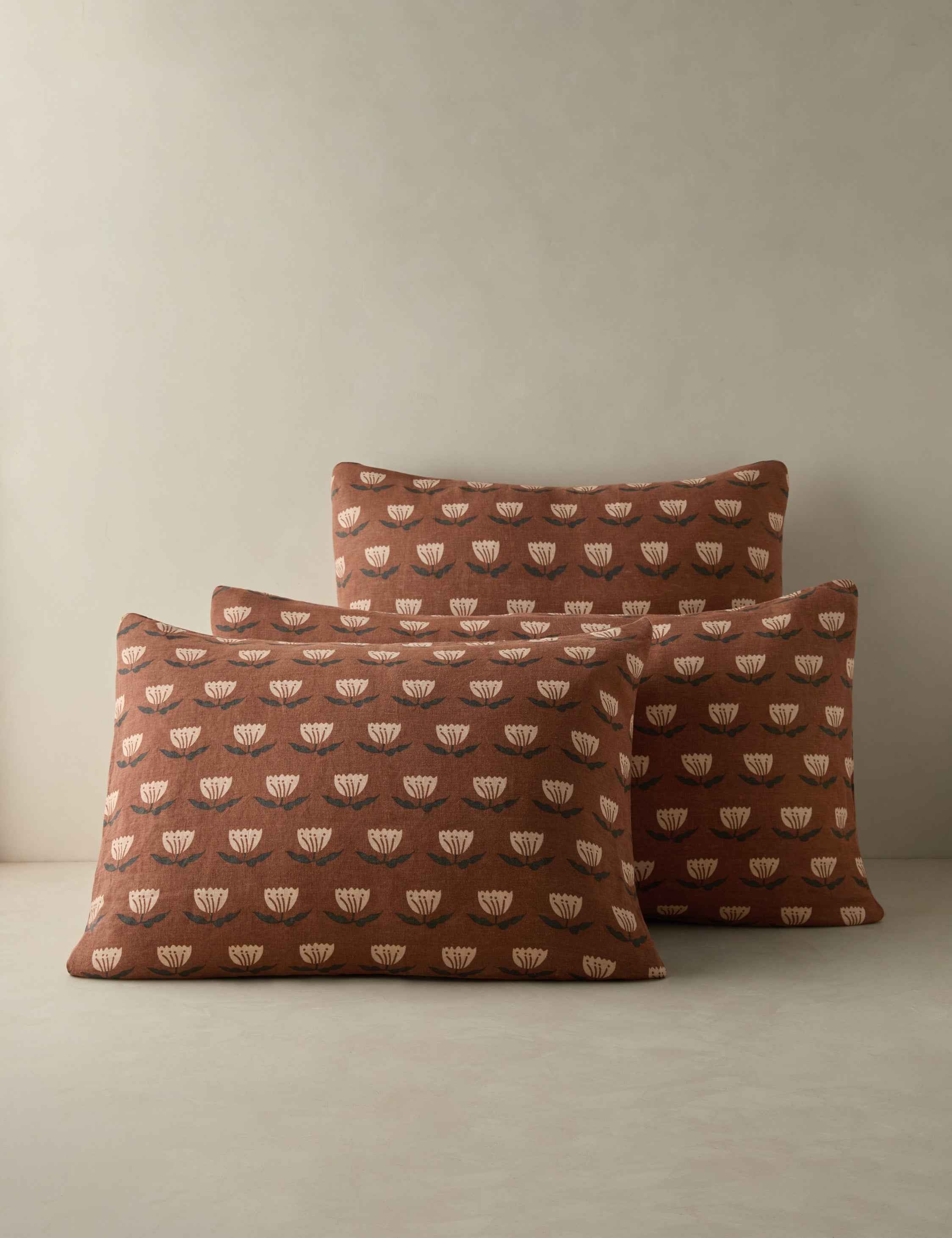 Bela Linen Sham | Hand-Sketched Floral Design, European Flax
