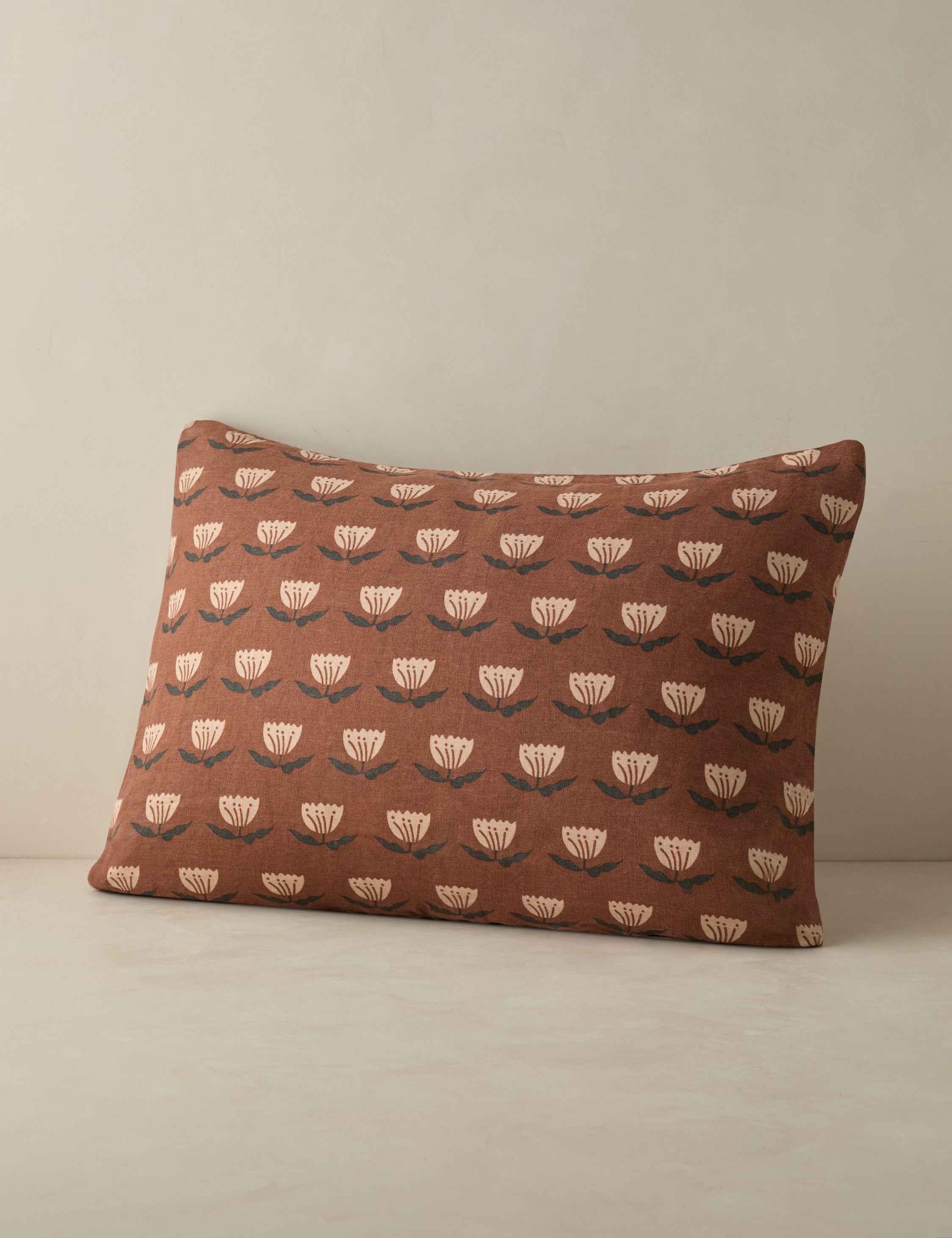 Bela Linen Sham | Hand-Sketched Floral Design, European Flax