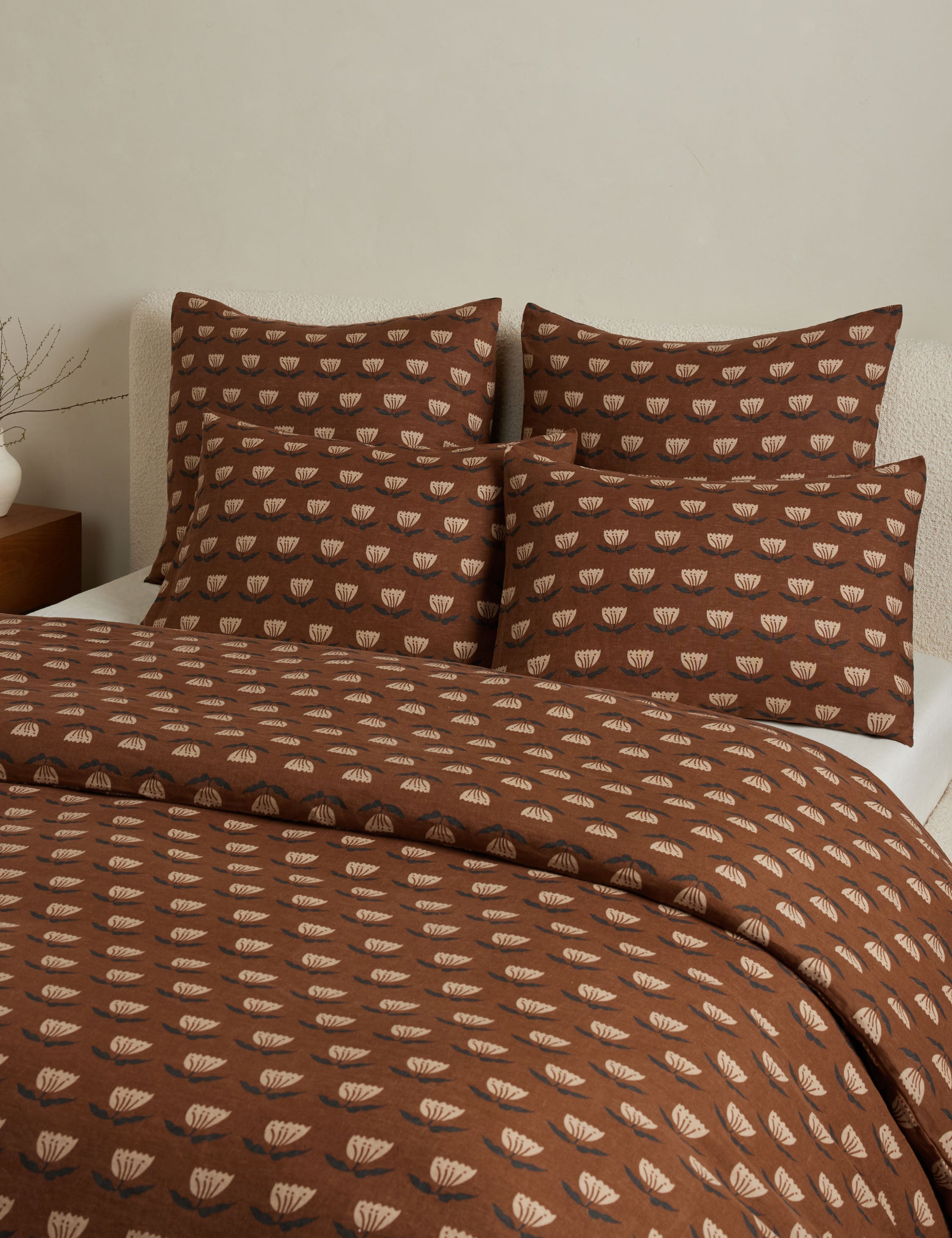 Bela Linen Sham | Hand-Sketched Floral Design, Natural Fiber