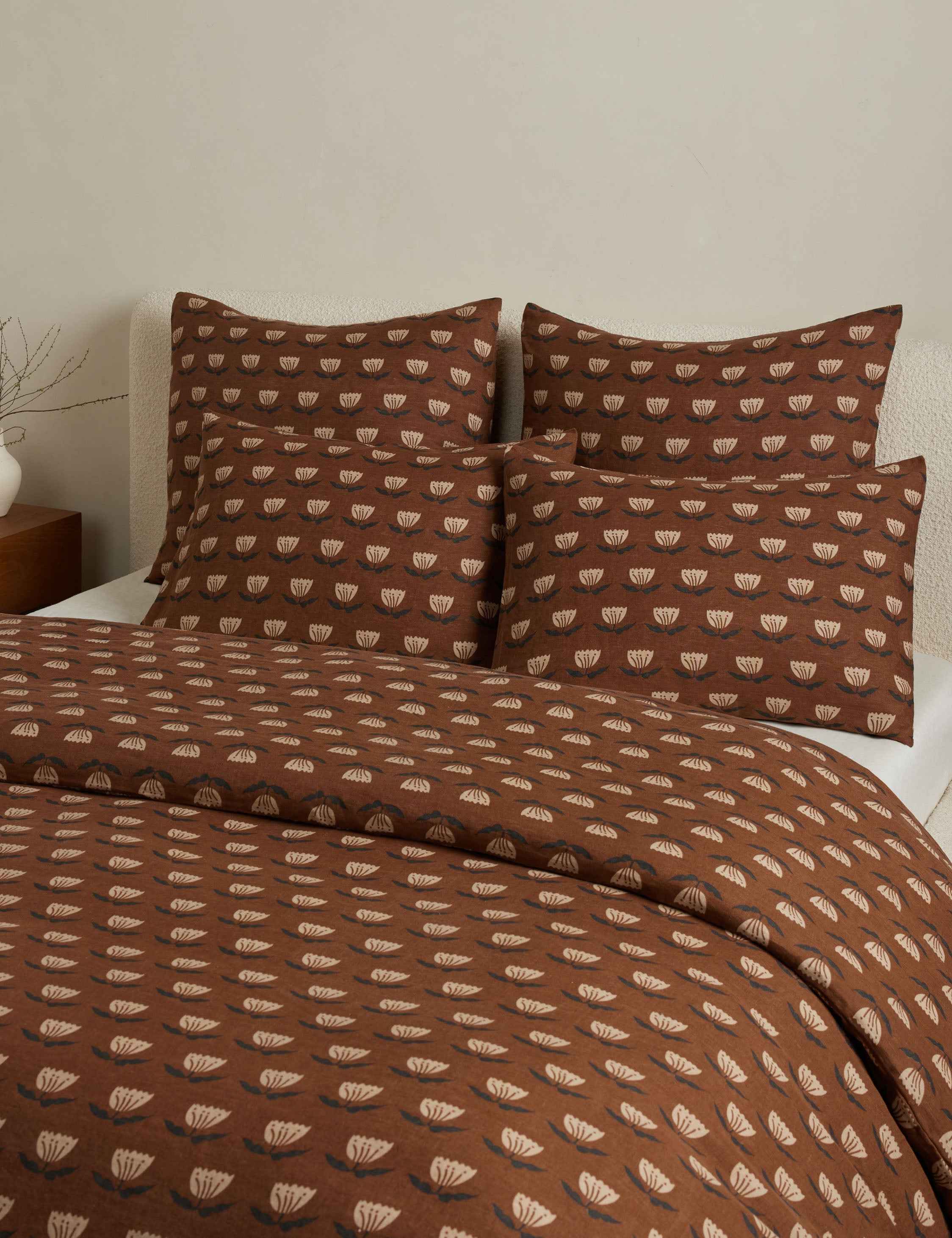Bela Linen Sham | Hand-Sketched Floral Design, European Flax