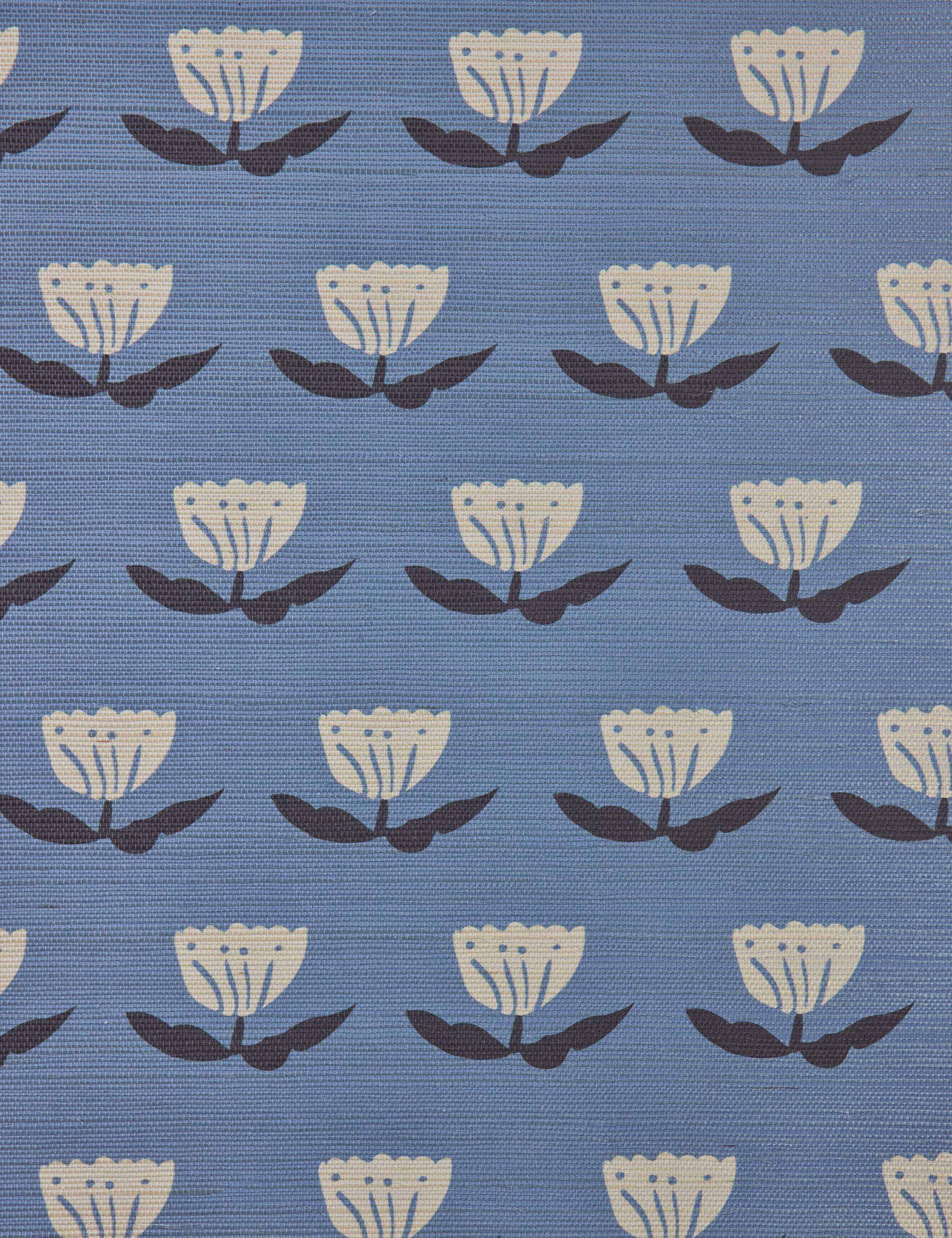 Juno Grasscloth Wallpaper | Hand-Sketched Floral Design