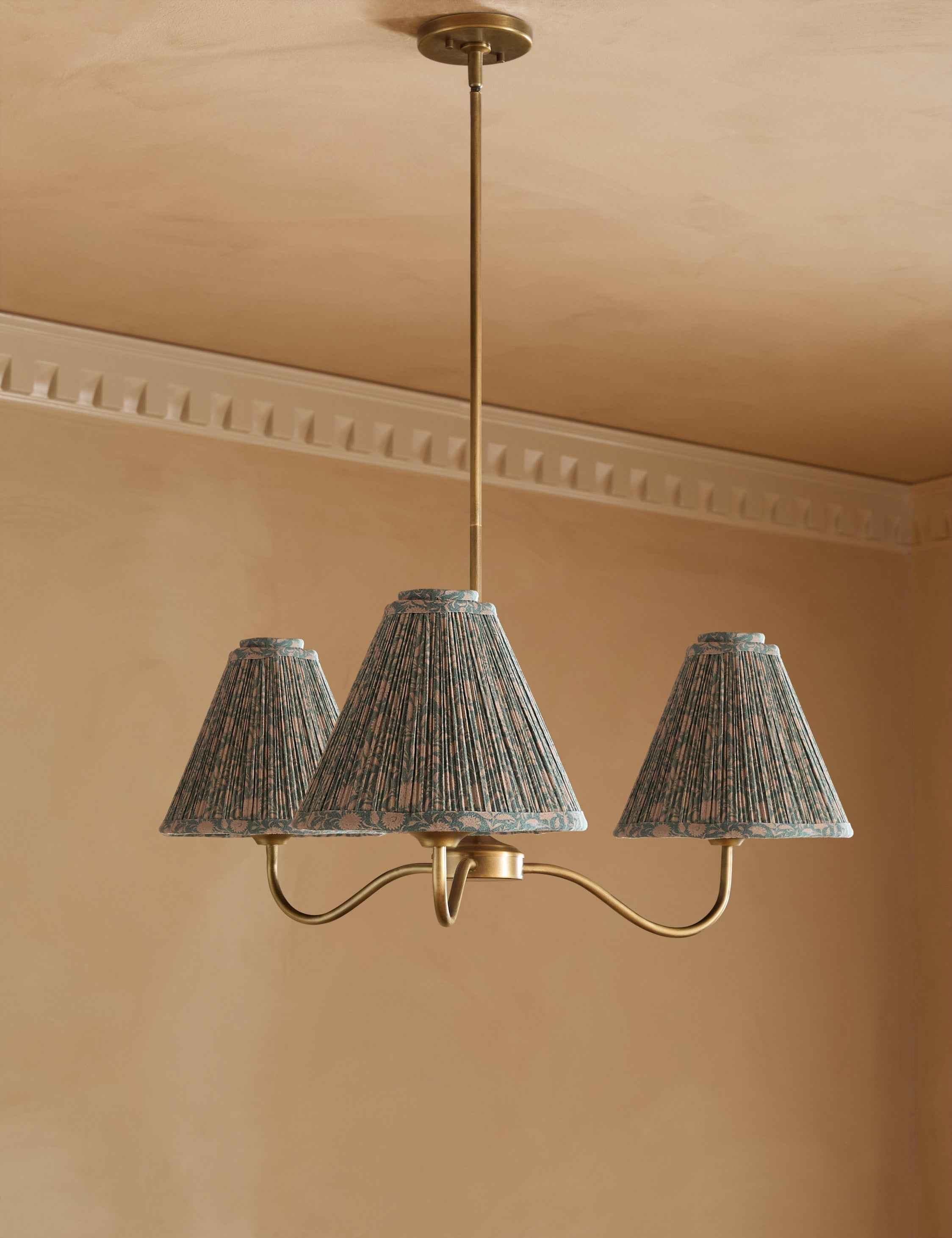 Juno Chandelier | Floral Print Pleated Shades