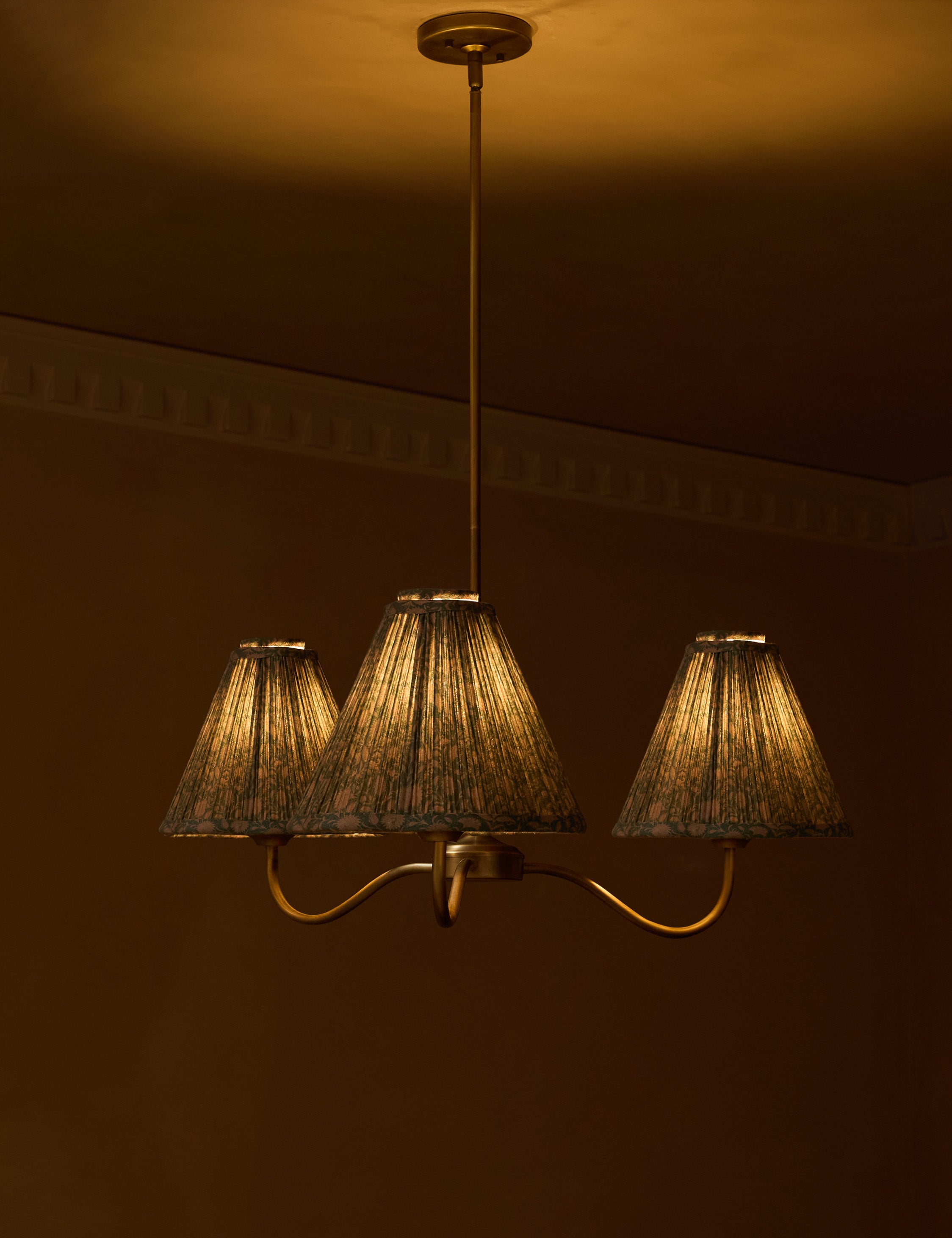 Juno Chandelier | Floral Print Pleated Shades