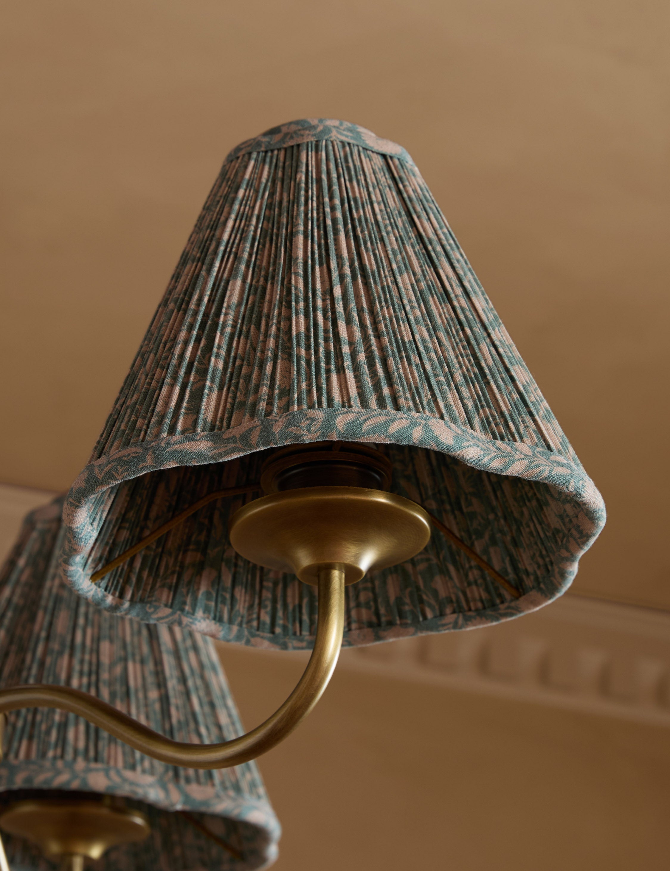 Juno Chandelier | Floral Print Pleated Shades