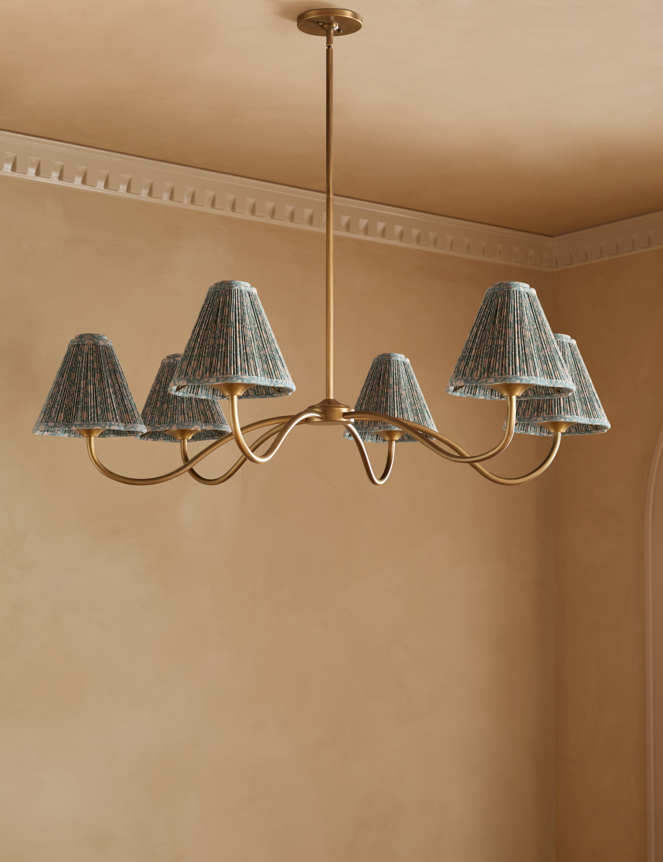 Juno Chandelier | Floral Print Pleated Shades