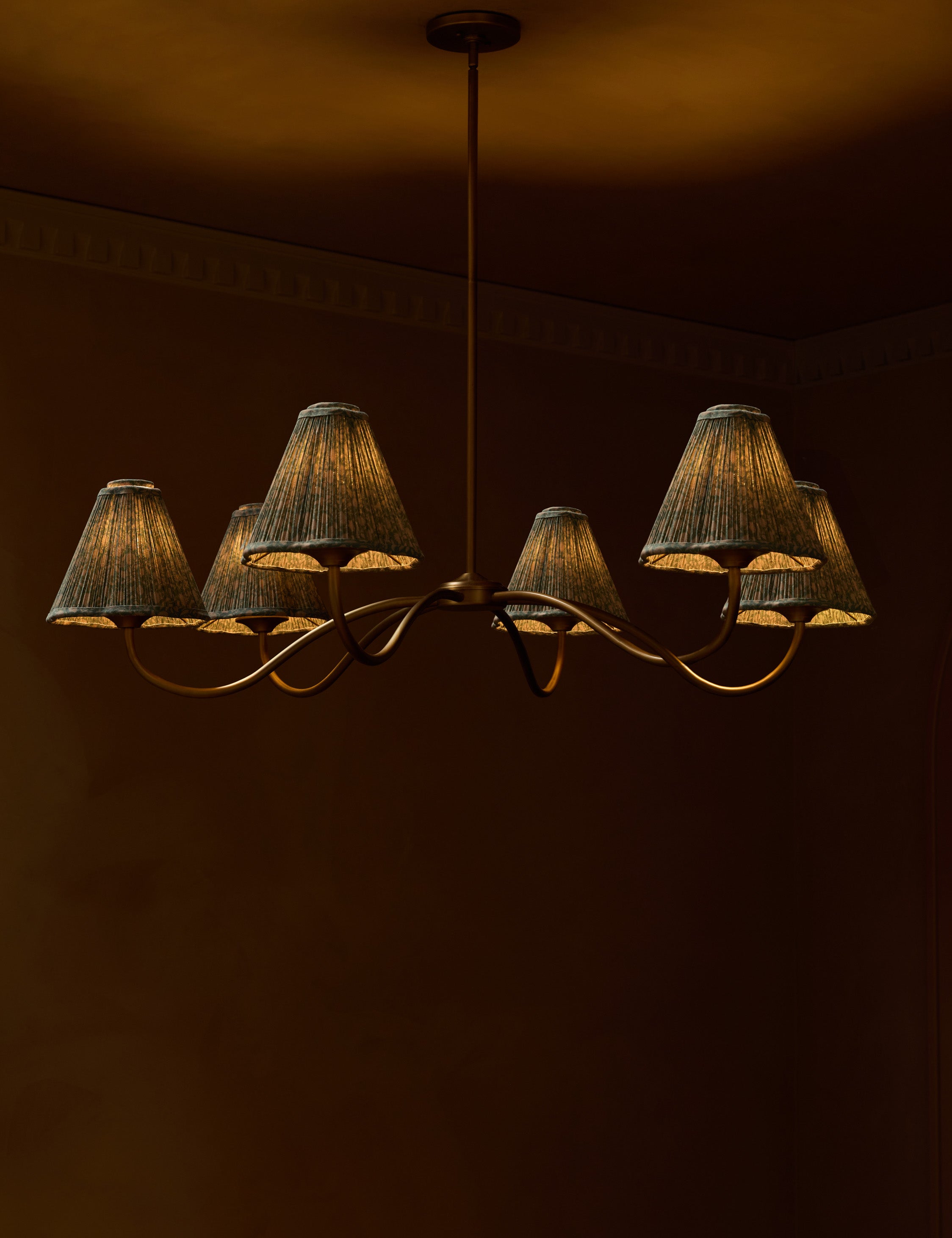 Juno Chandelier | Floral Print Pleated Shades