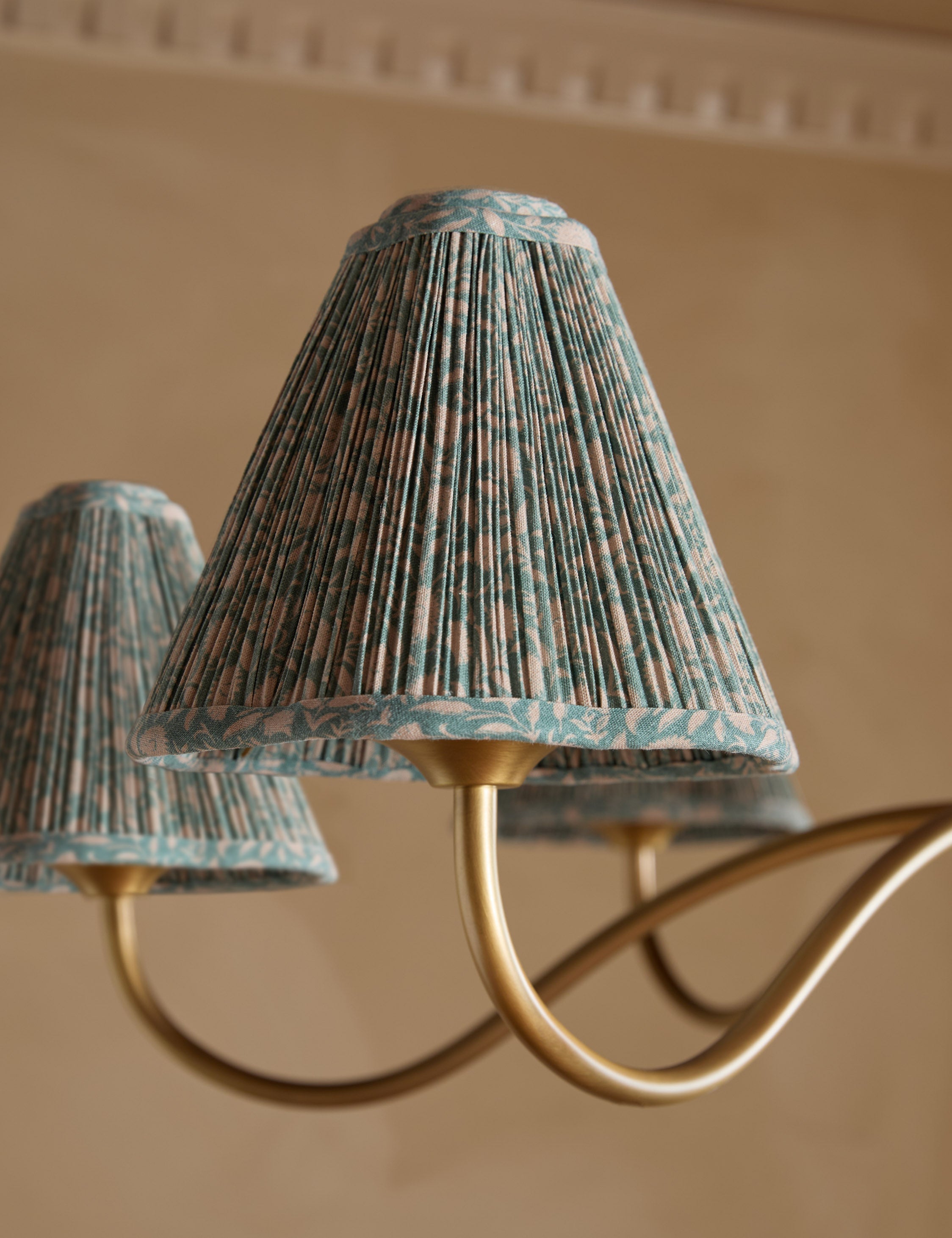 Juno Chandelier | Floral Print Pleated Shades