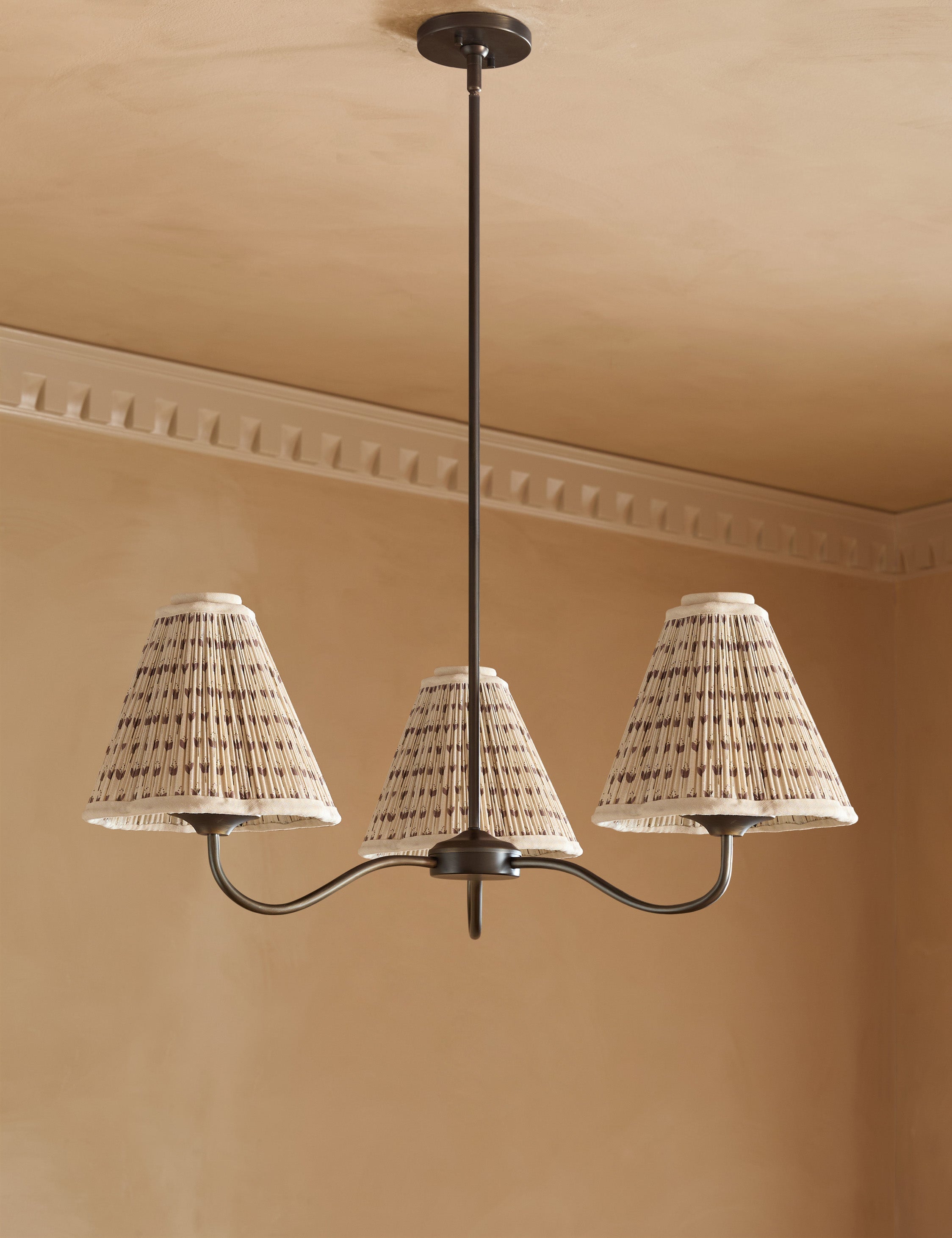 Juno Chandelier | Floral Print Pleated Shades