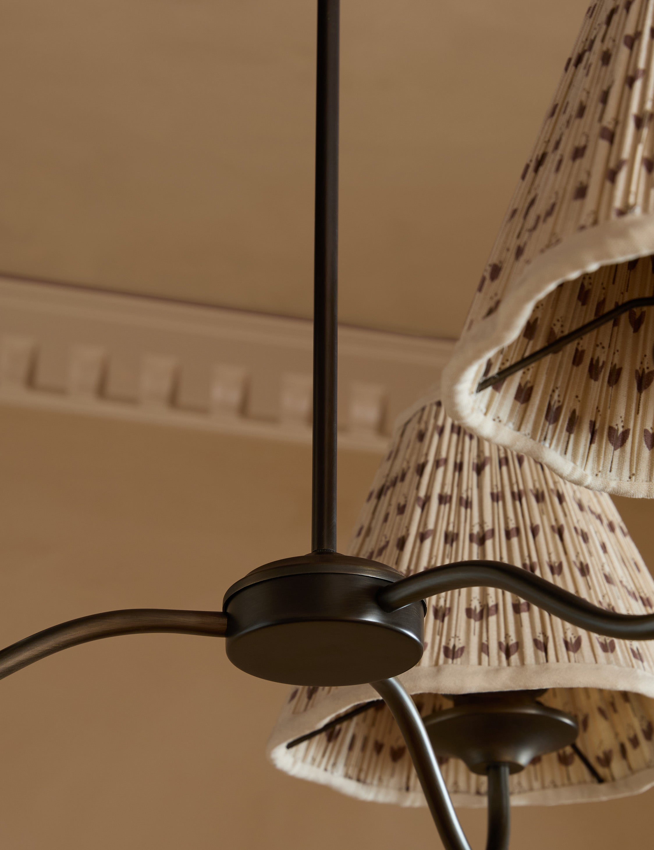 Juno Chandelier | Floral Print Pleated Shades