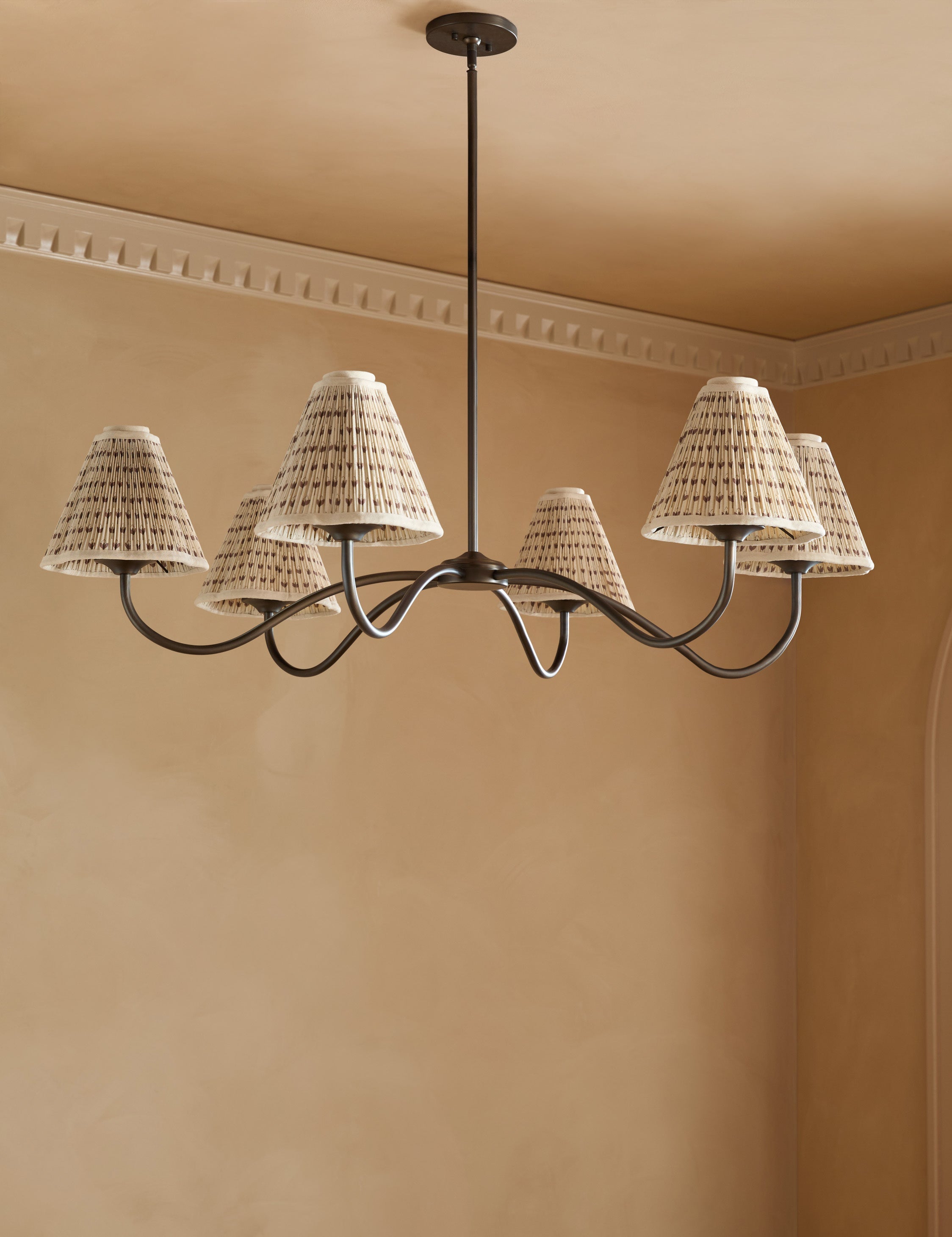 Juno Chandelier | Floral Print Pleated Shades
