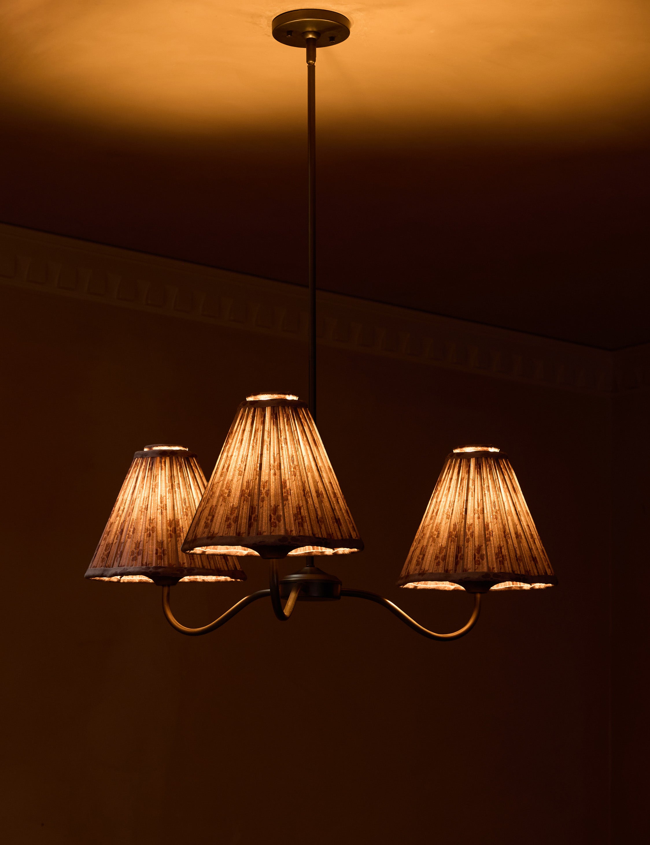 Juno Chandelier | Floral Print Pleated Shades