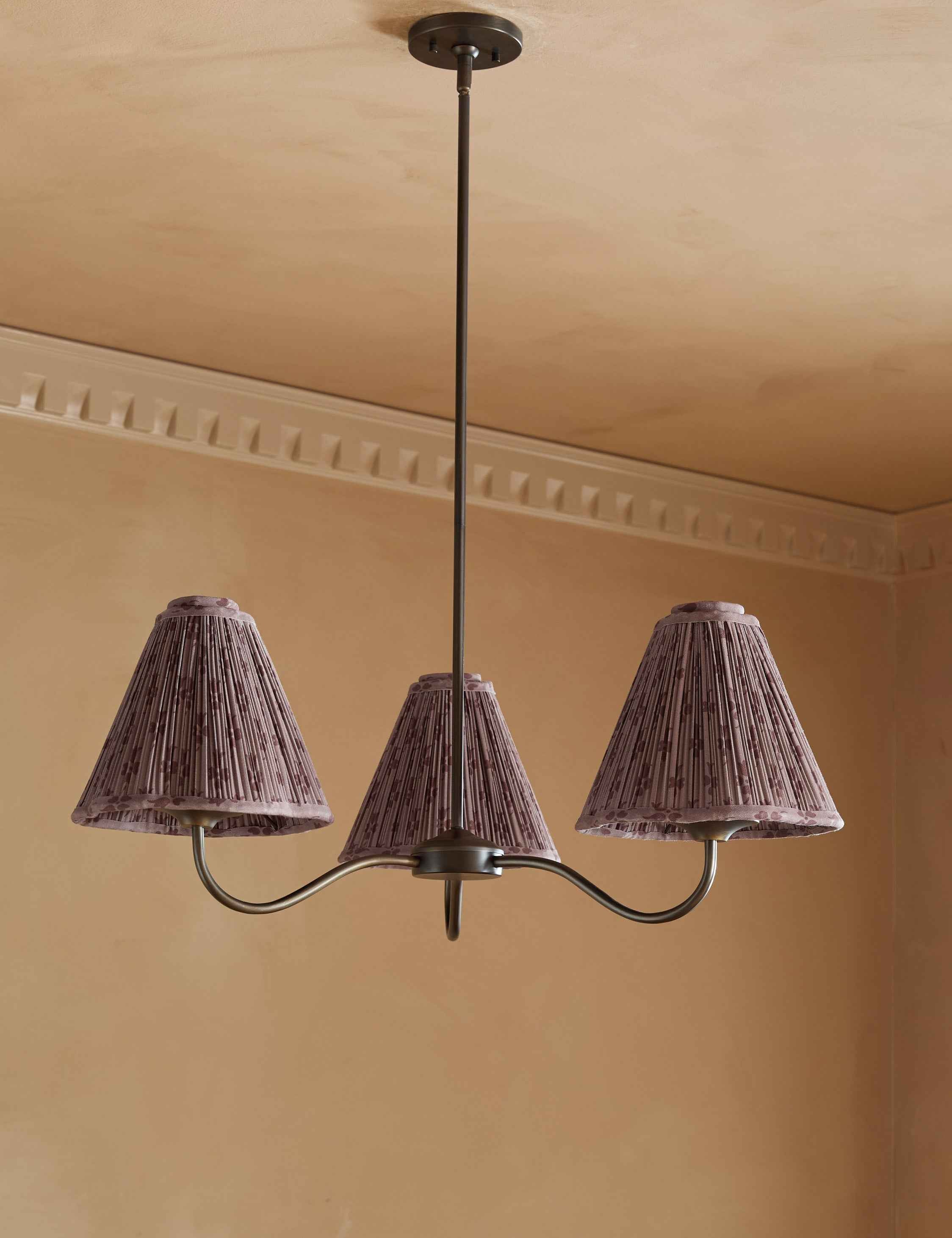 Juno Chandelier | Floral Print Pleated Shades