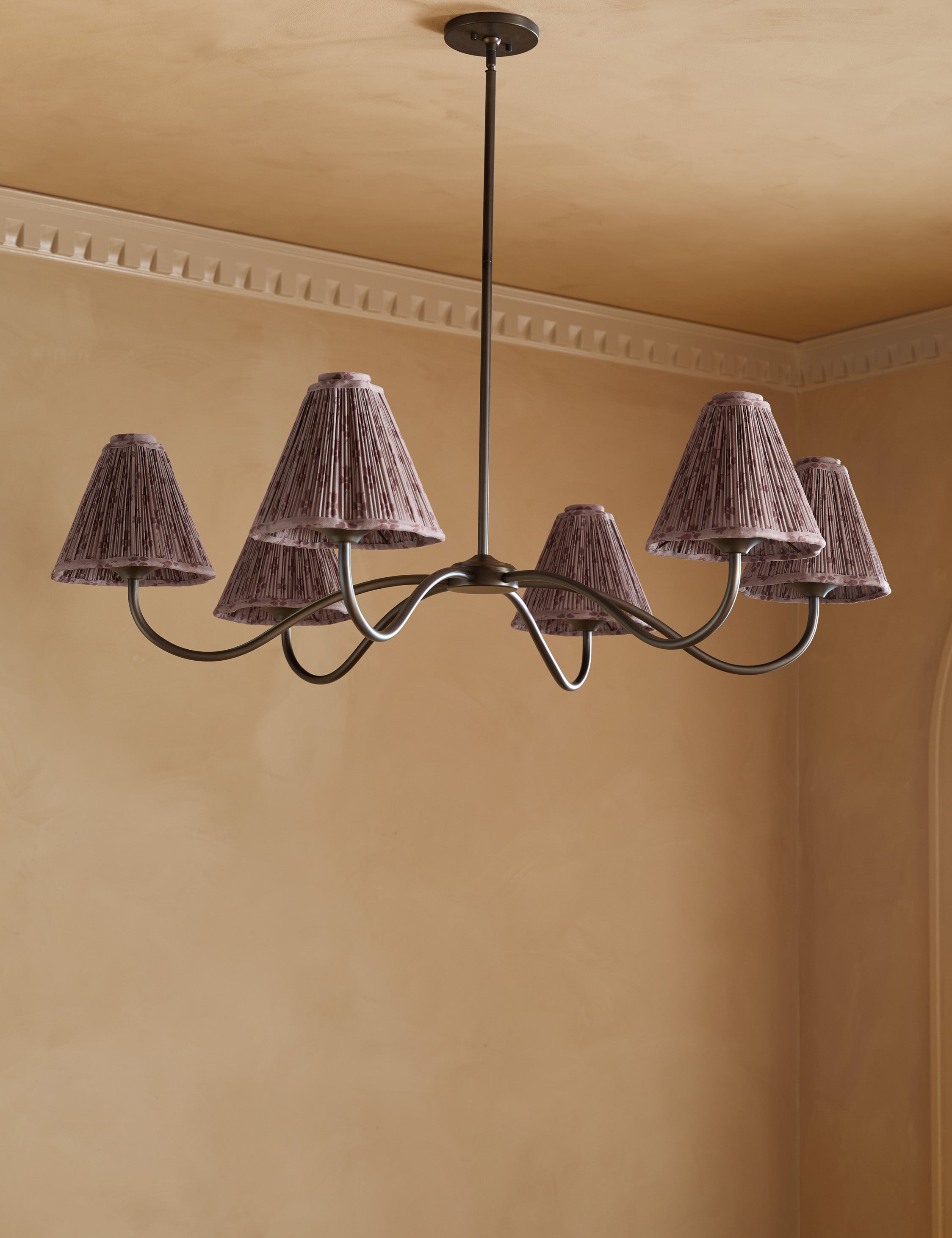 Juno Chandelier | Pleated Floral Shades, Elegant Design