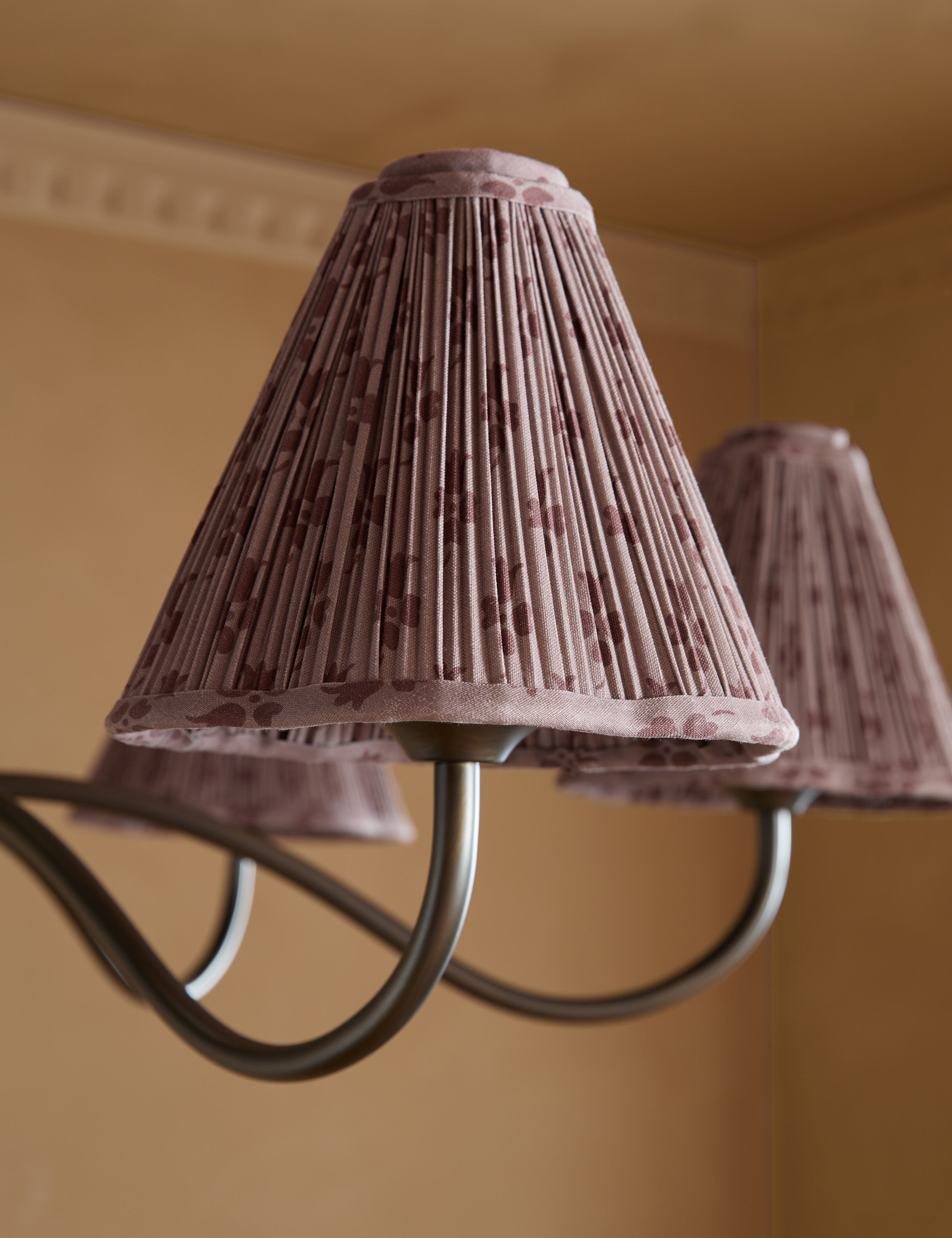 Juno Chandelier | Floral Print Pleated Shades