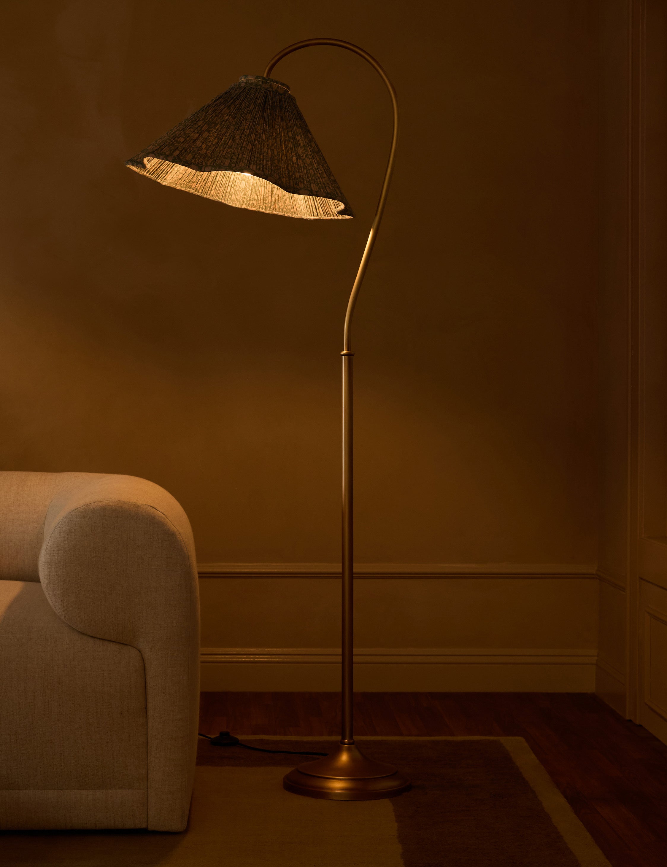 Juno Floor Lamp | Gooseneck Design, Floral Pleated Shade