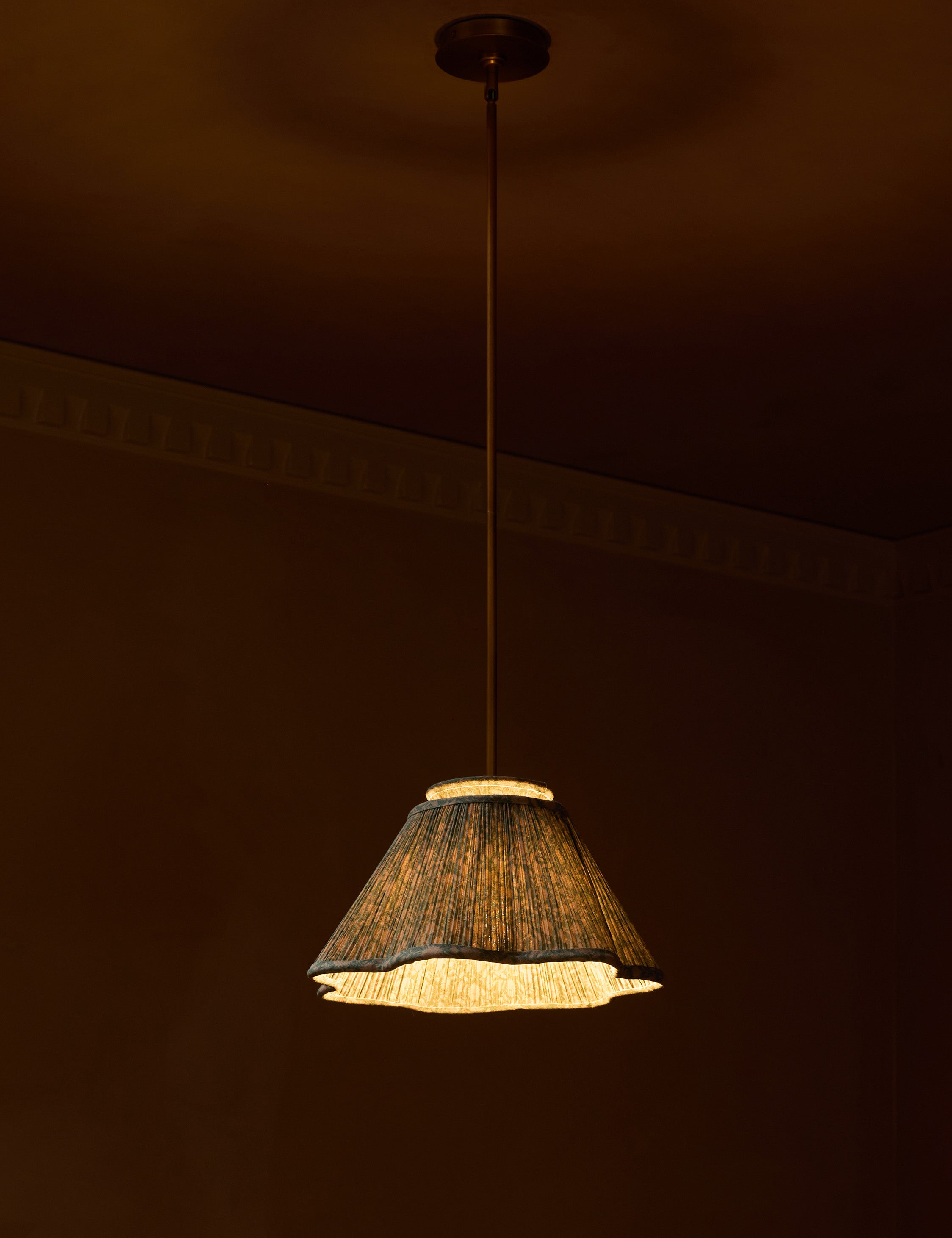 Juno Pendant Light | Pleated Floral Shade, Textured Warmth