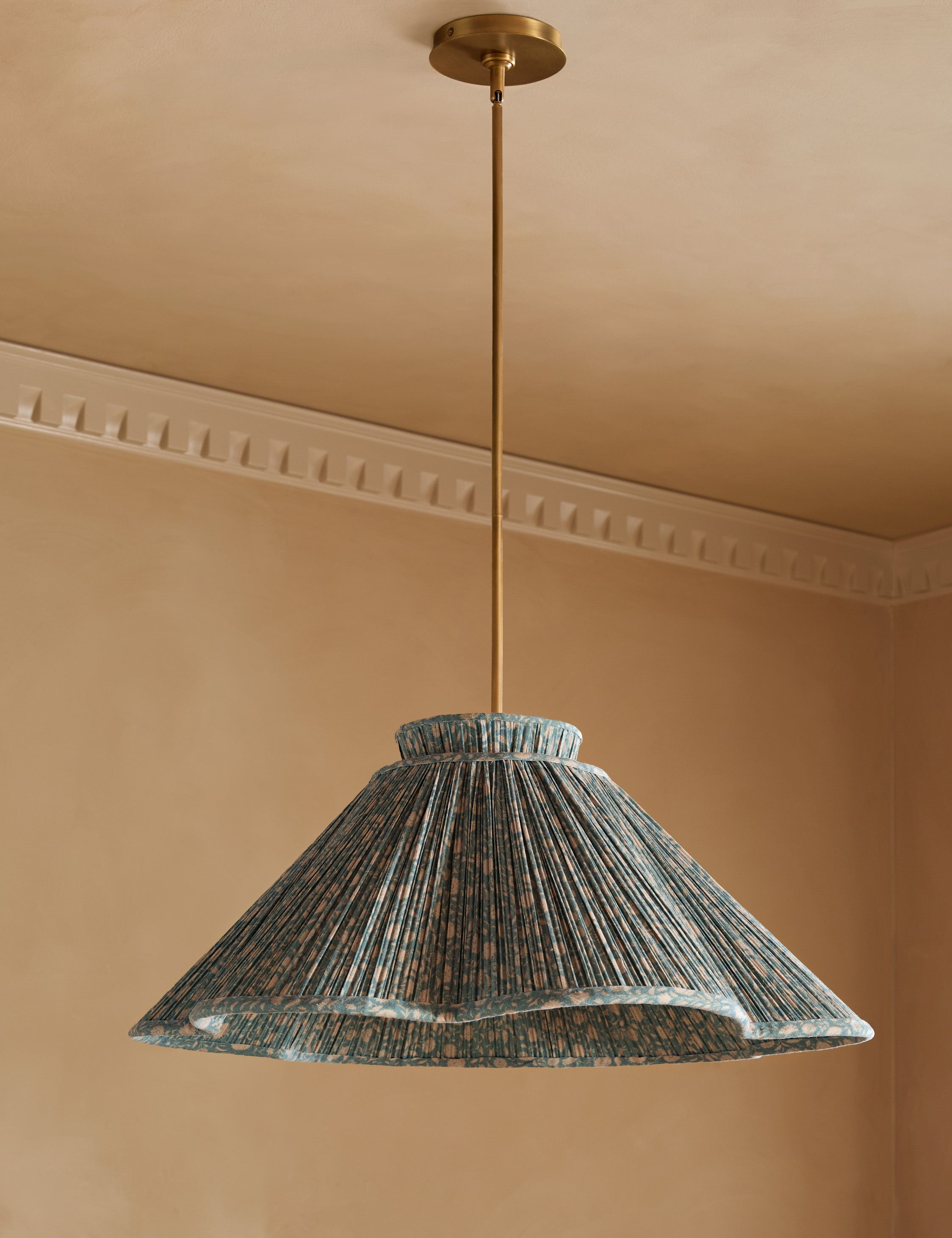 Juno Pendant Light | Pleated Floral Shade, Textured Warmth