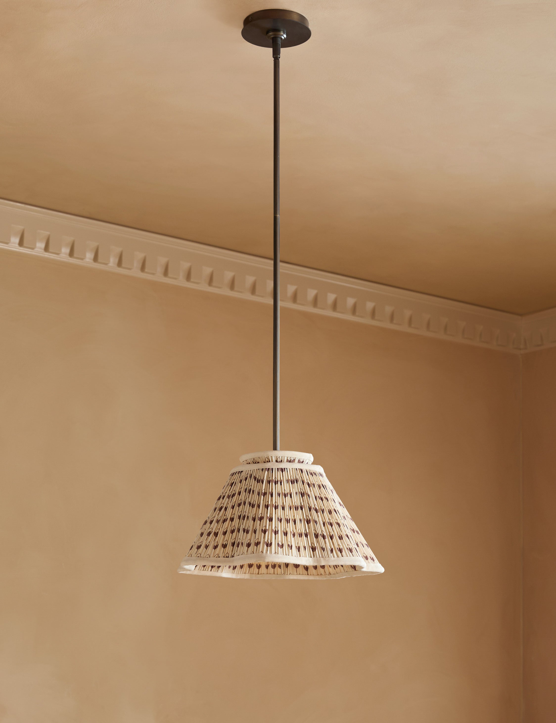 Juno Pendant Light | Pleated Floral Shade, Textured Warmth