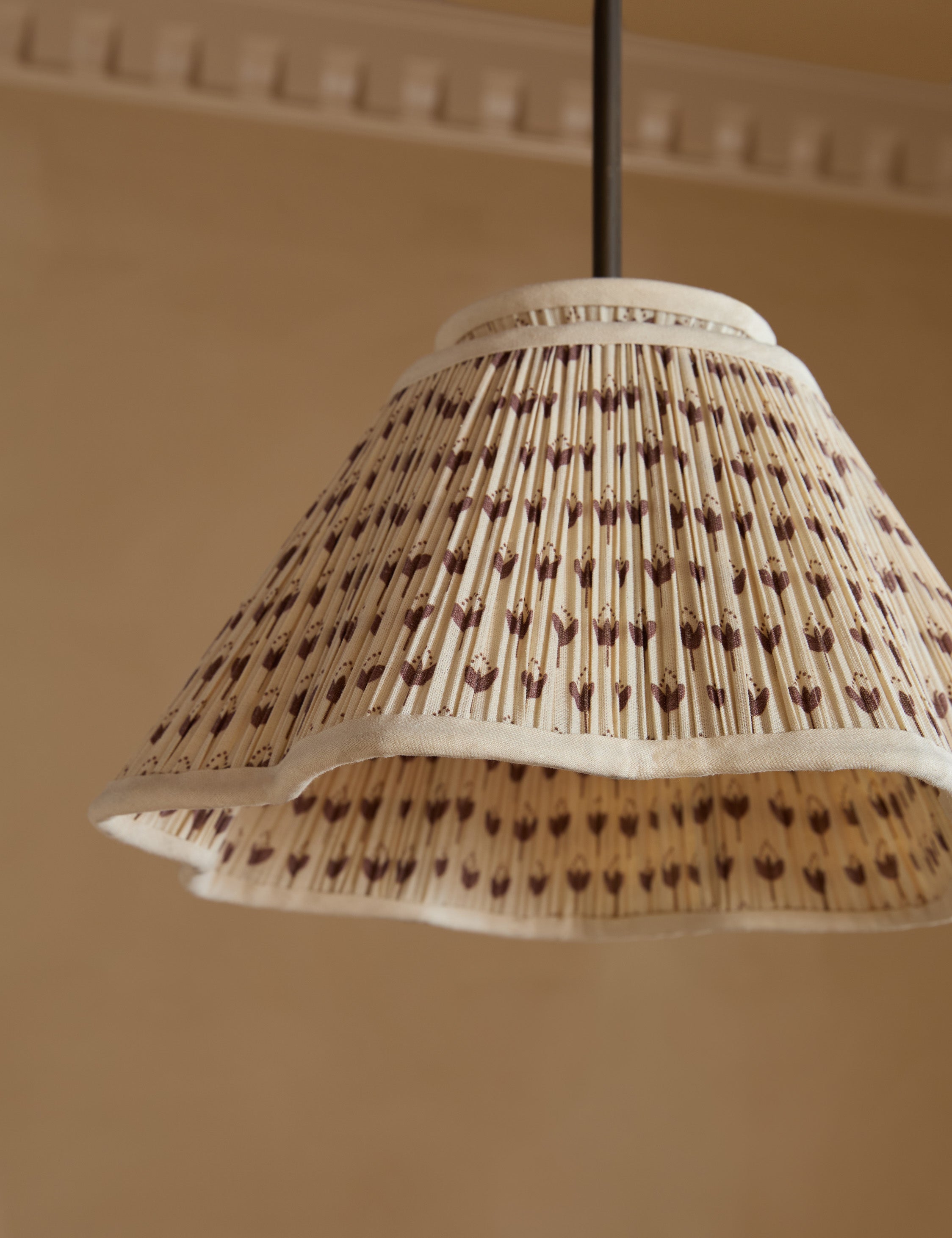 Juno Pendant Light | Pleated Floral Shade, Textured Warmth