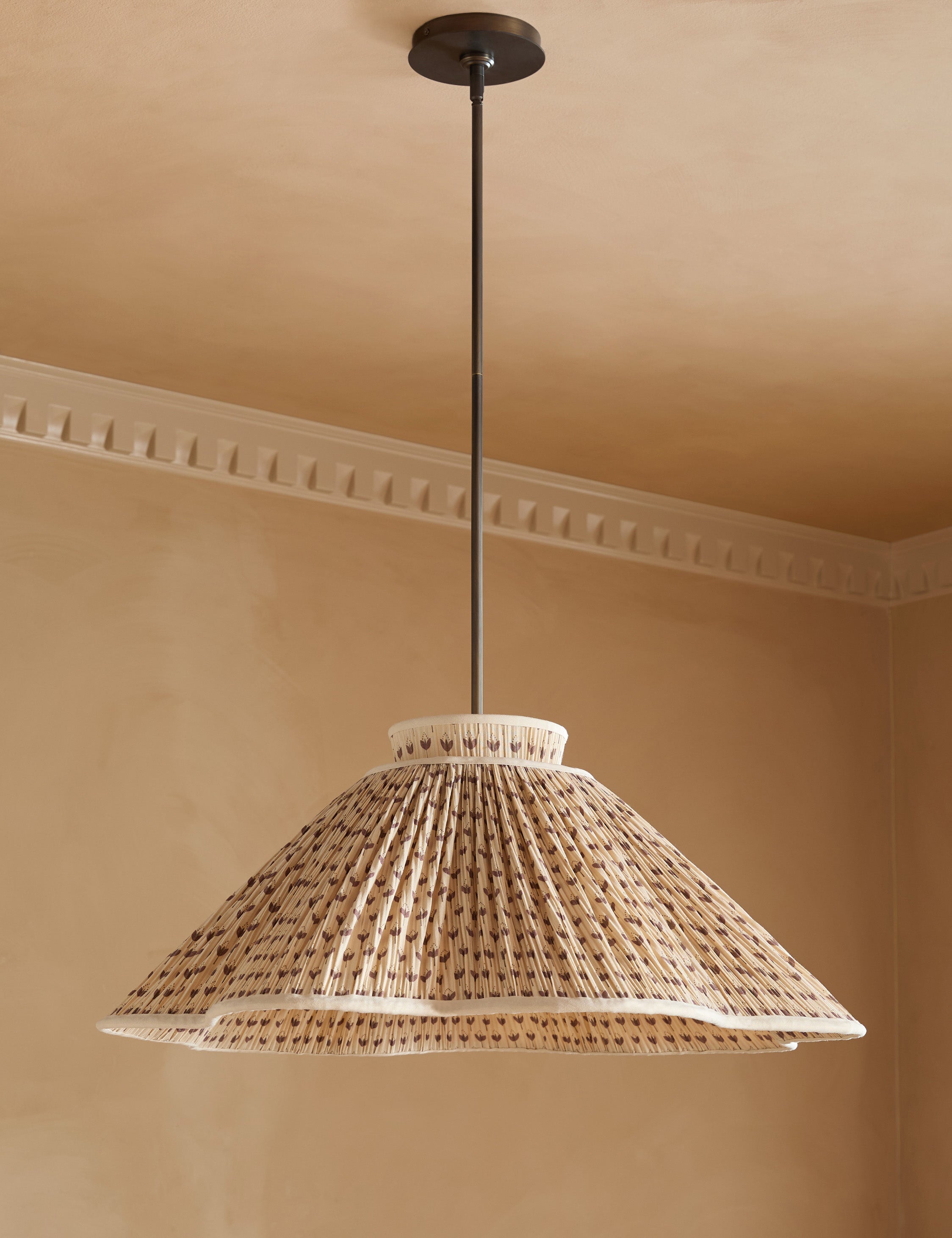 Juno Pendant Light | Pleated Floral Shade, Textured Warmth