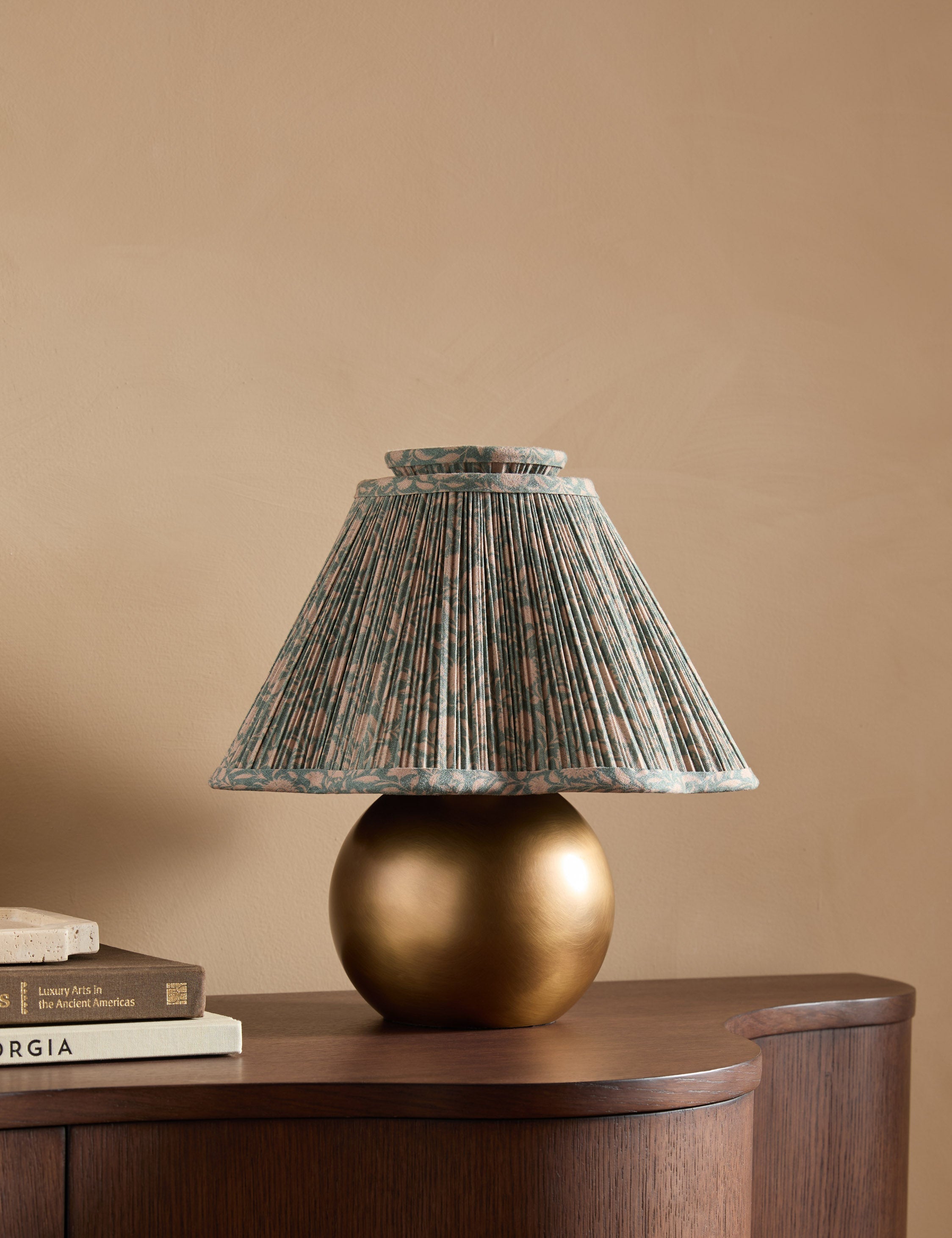 Juno Table Lamp | Pleated Floral Shade, Metal Base