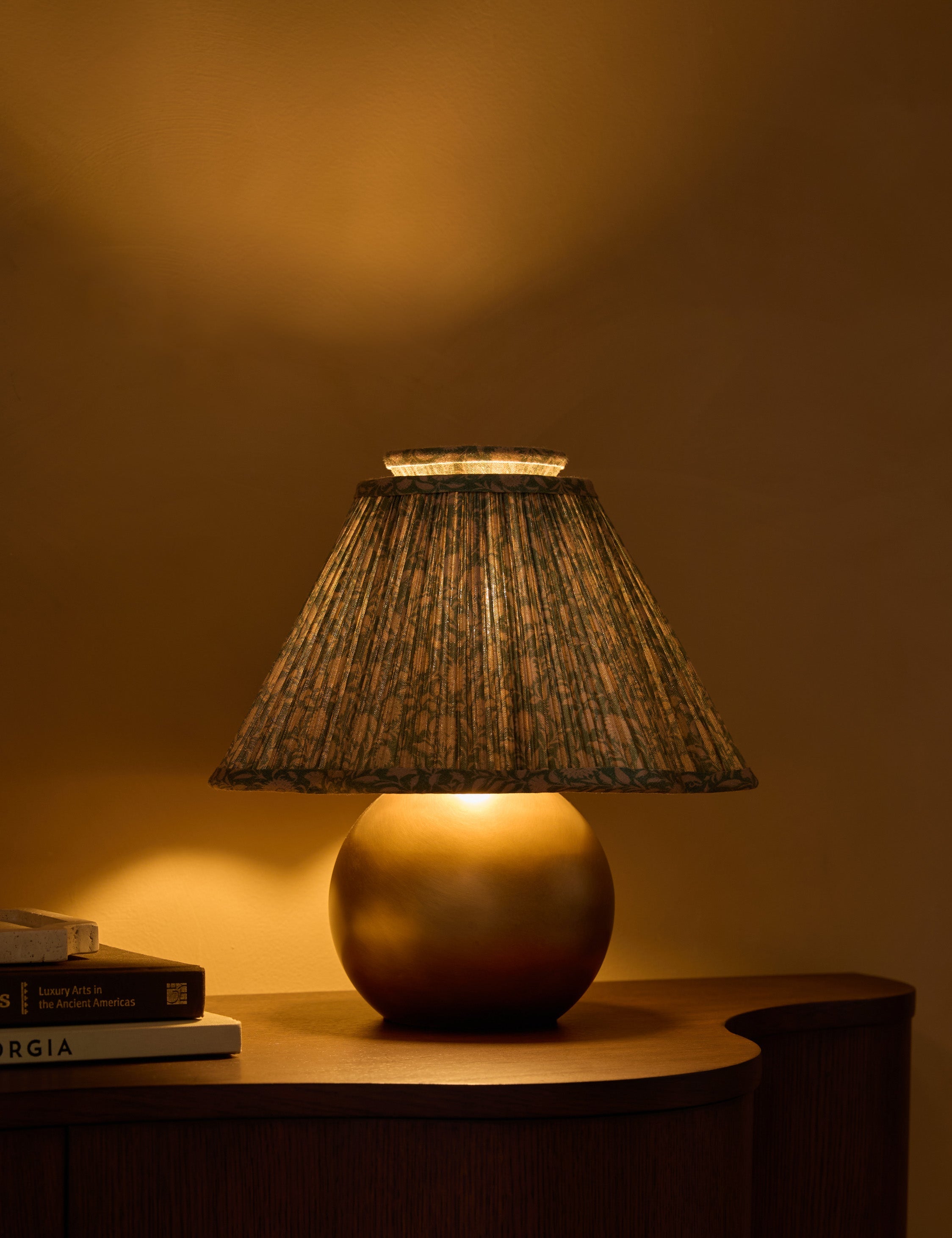 Juno Table Lamp | Pleated Floral Shade, Metal Base