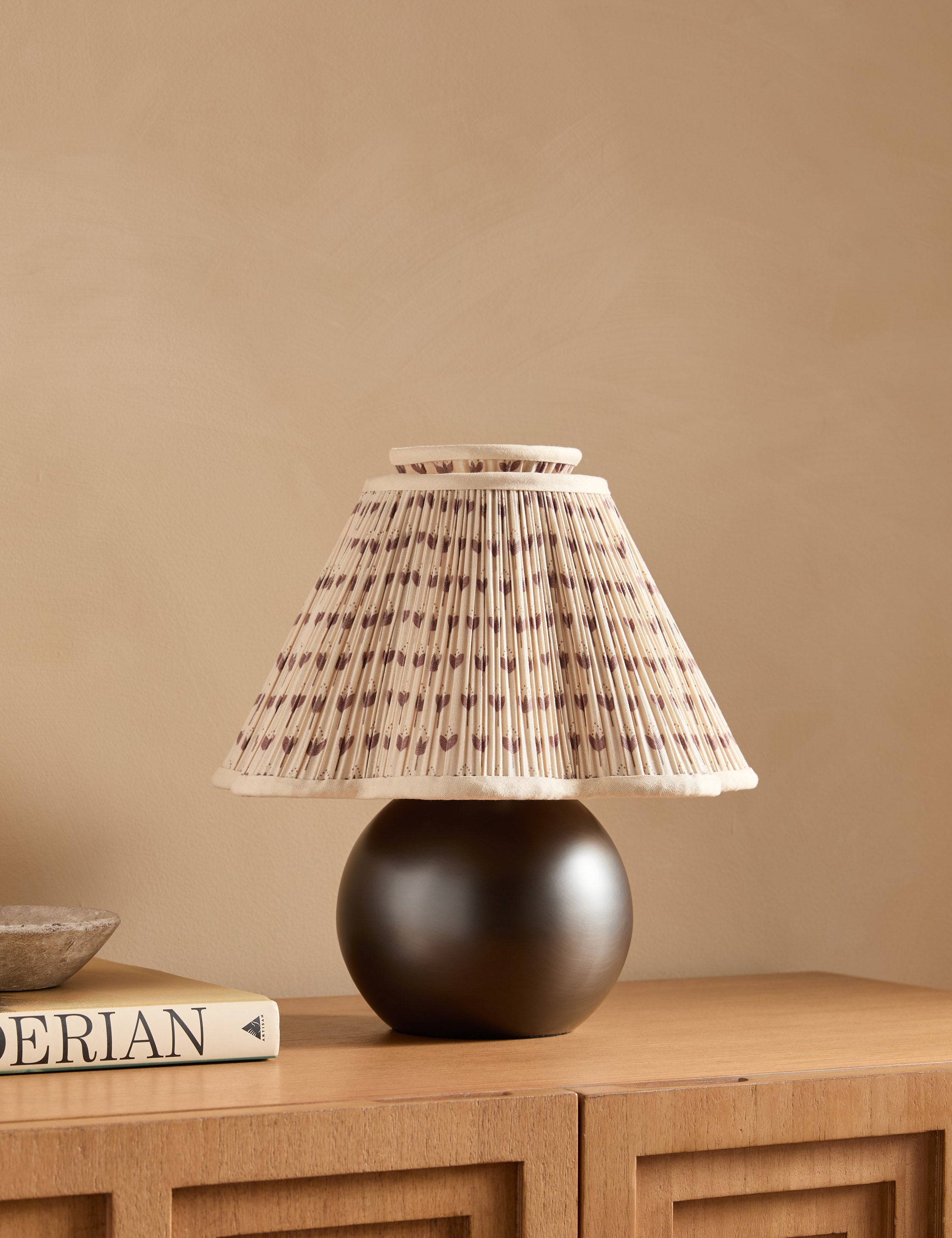 Juno Table Lamp | Pleated Floral Shade, Metal Base
