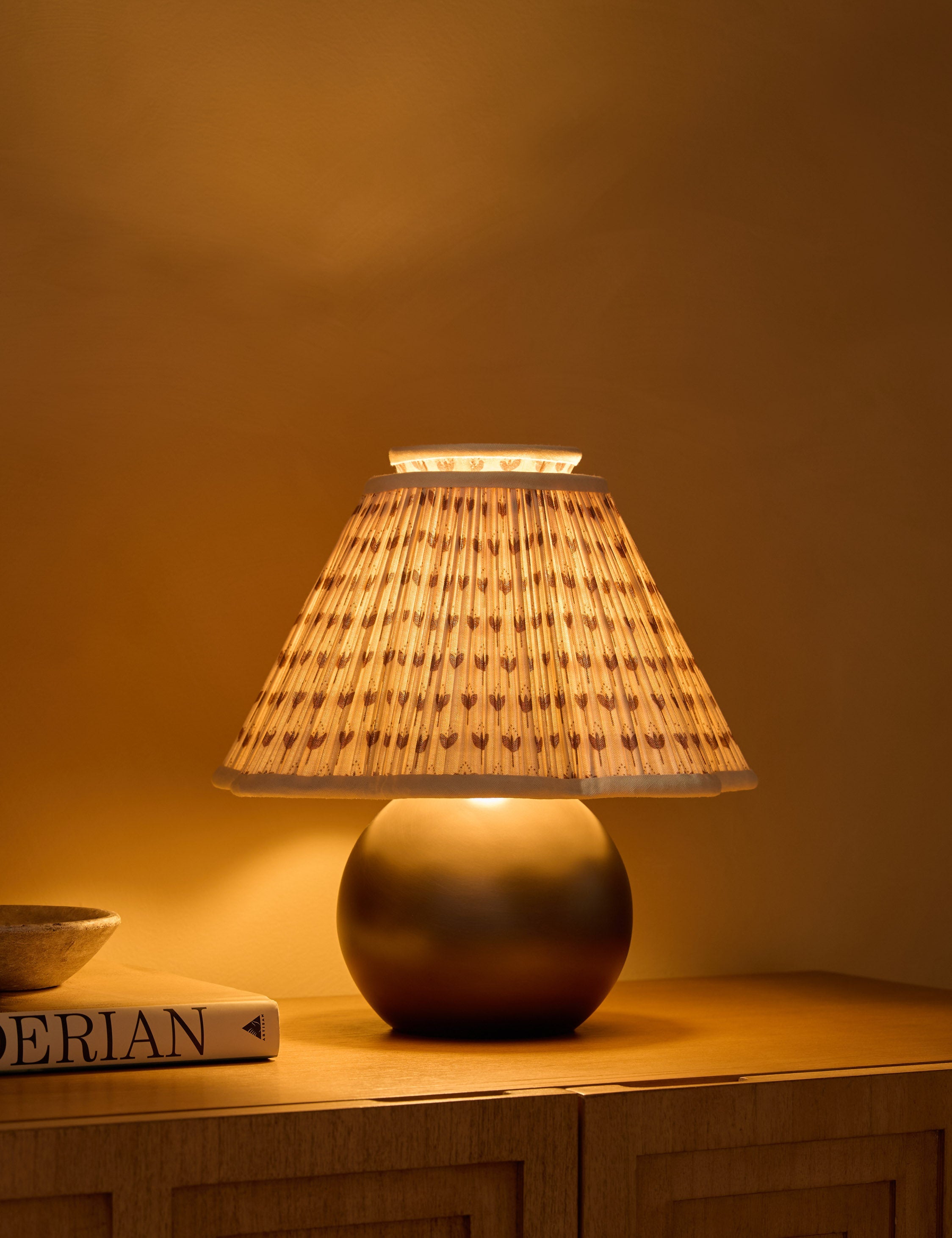 Juno Table Lamp | Pleated Floral Shade, Metal Base