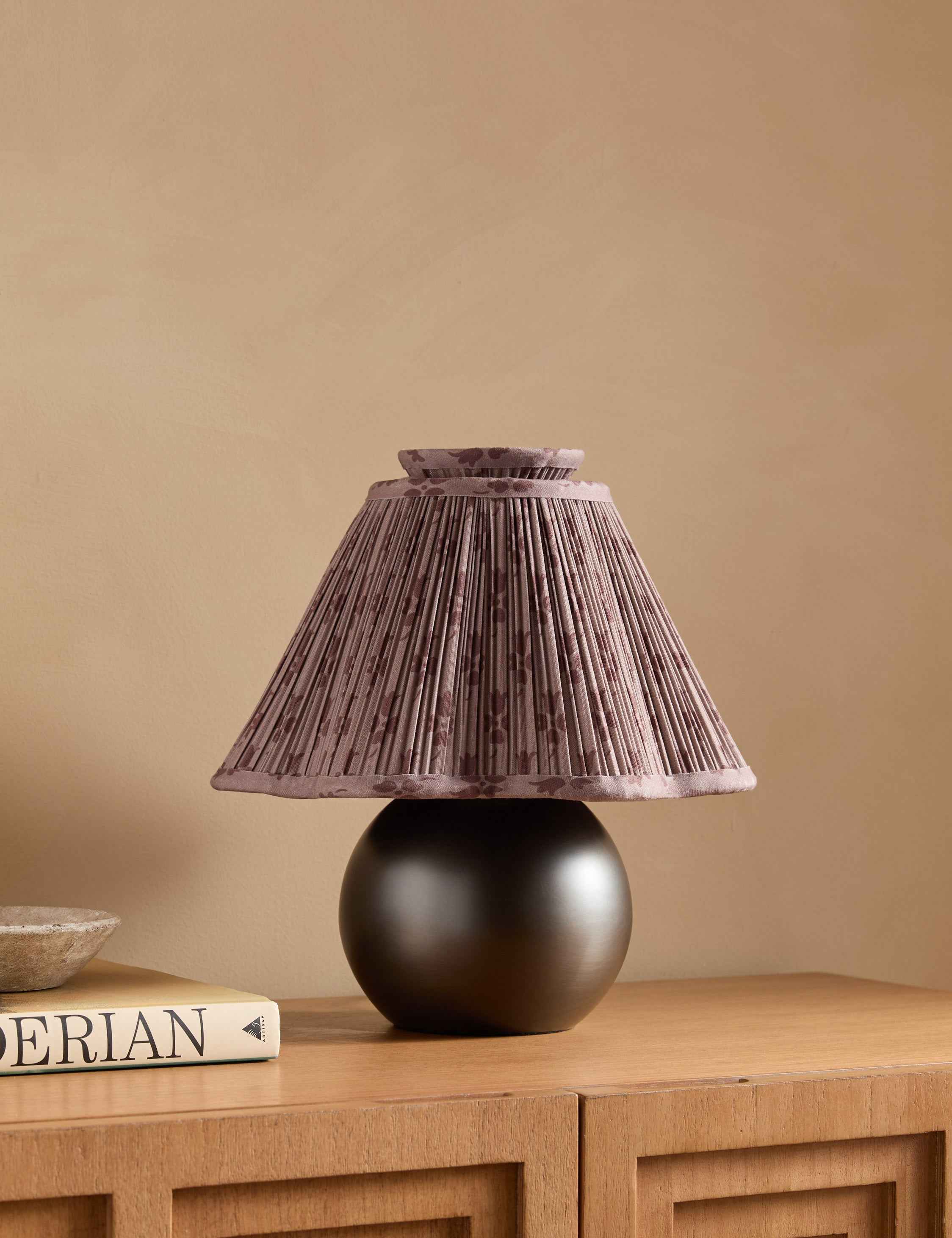 Juno Table Lamp | Pleated Floral Shade, Metal Base