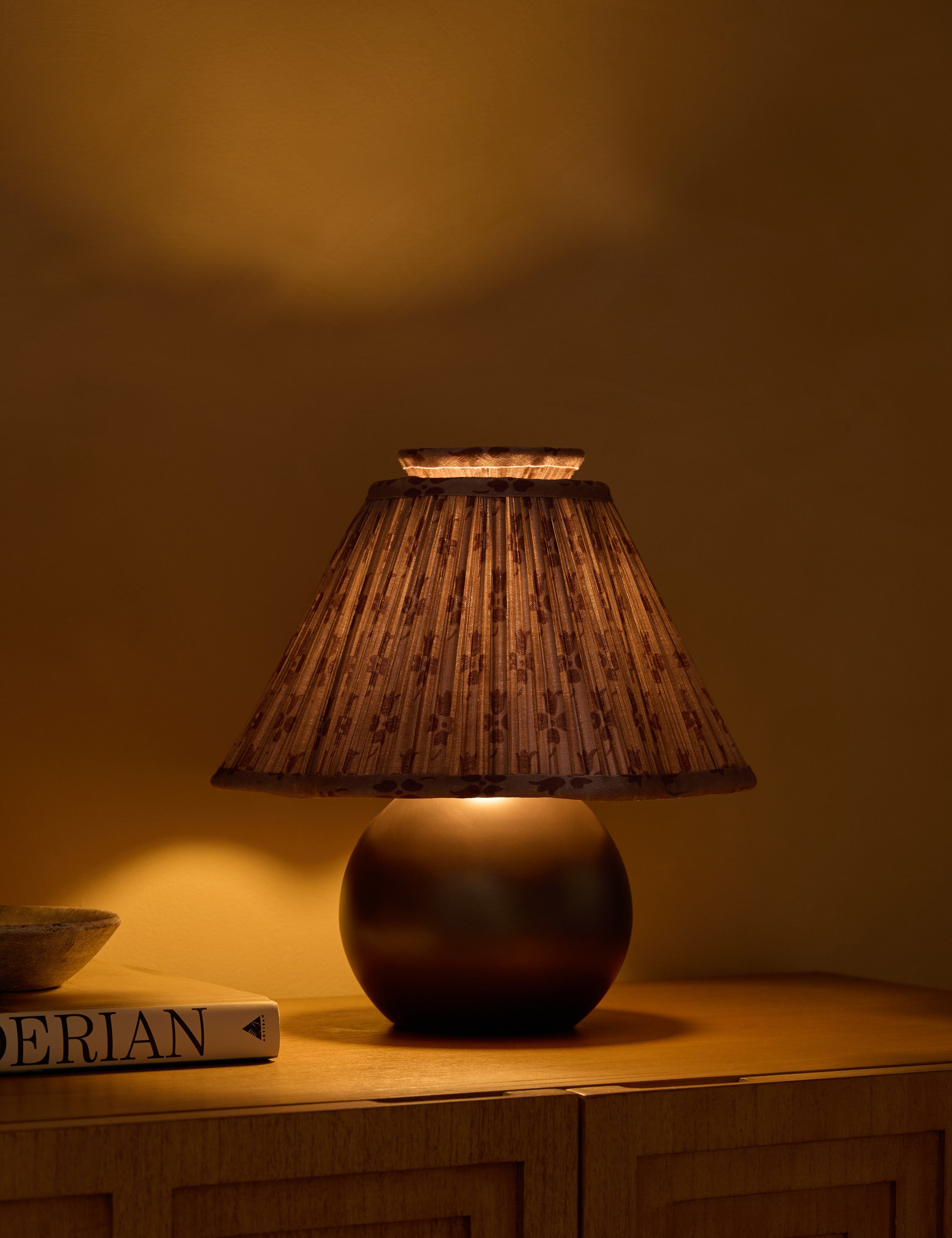 Juno Table Lamp | Pleated Floral Shade, Metal Base