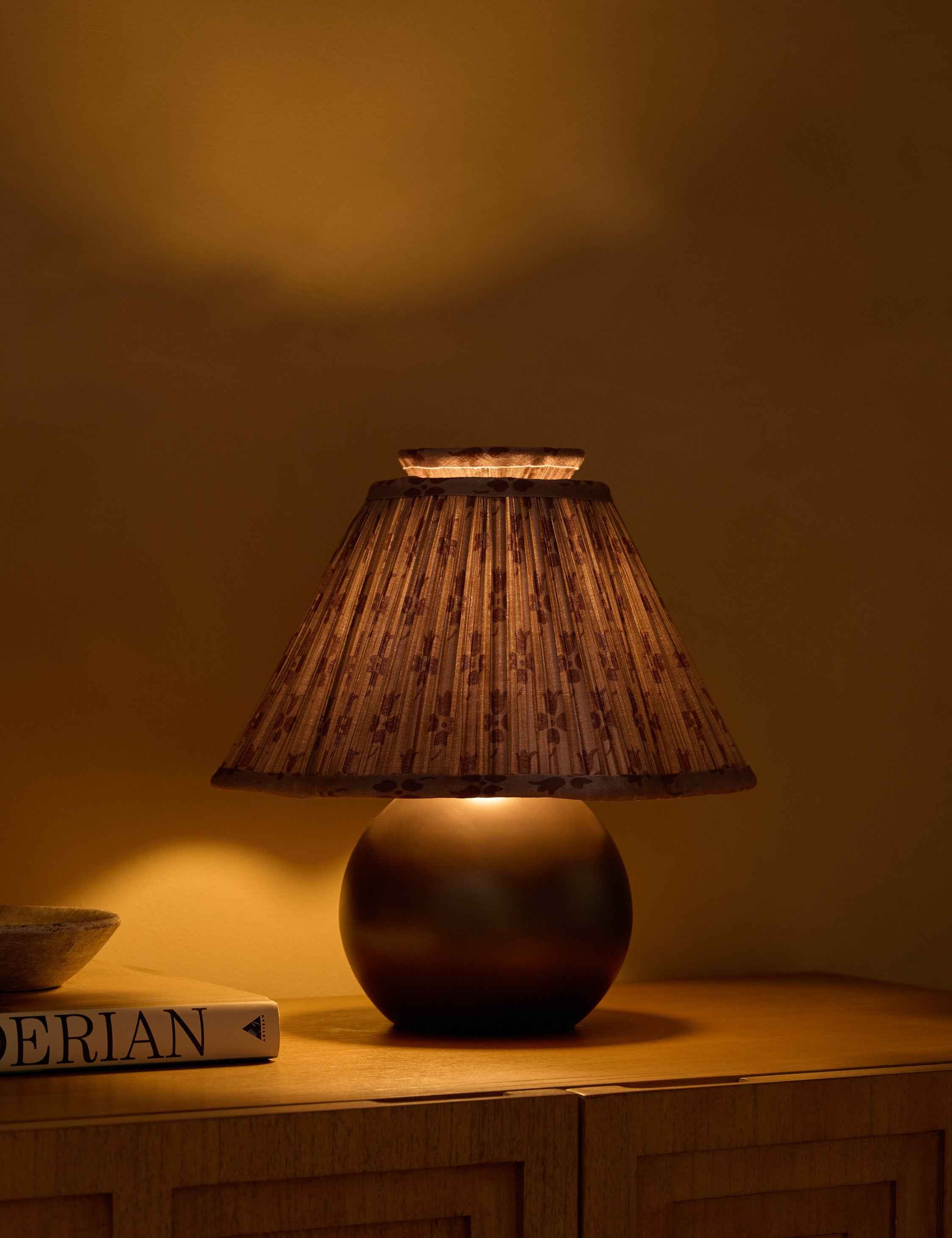 Juno Table Lamp | Pleated Floral Shade, Metal Base