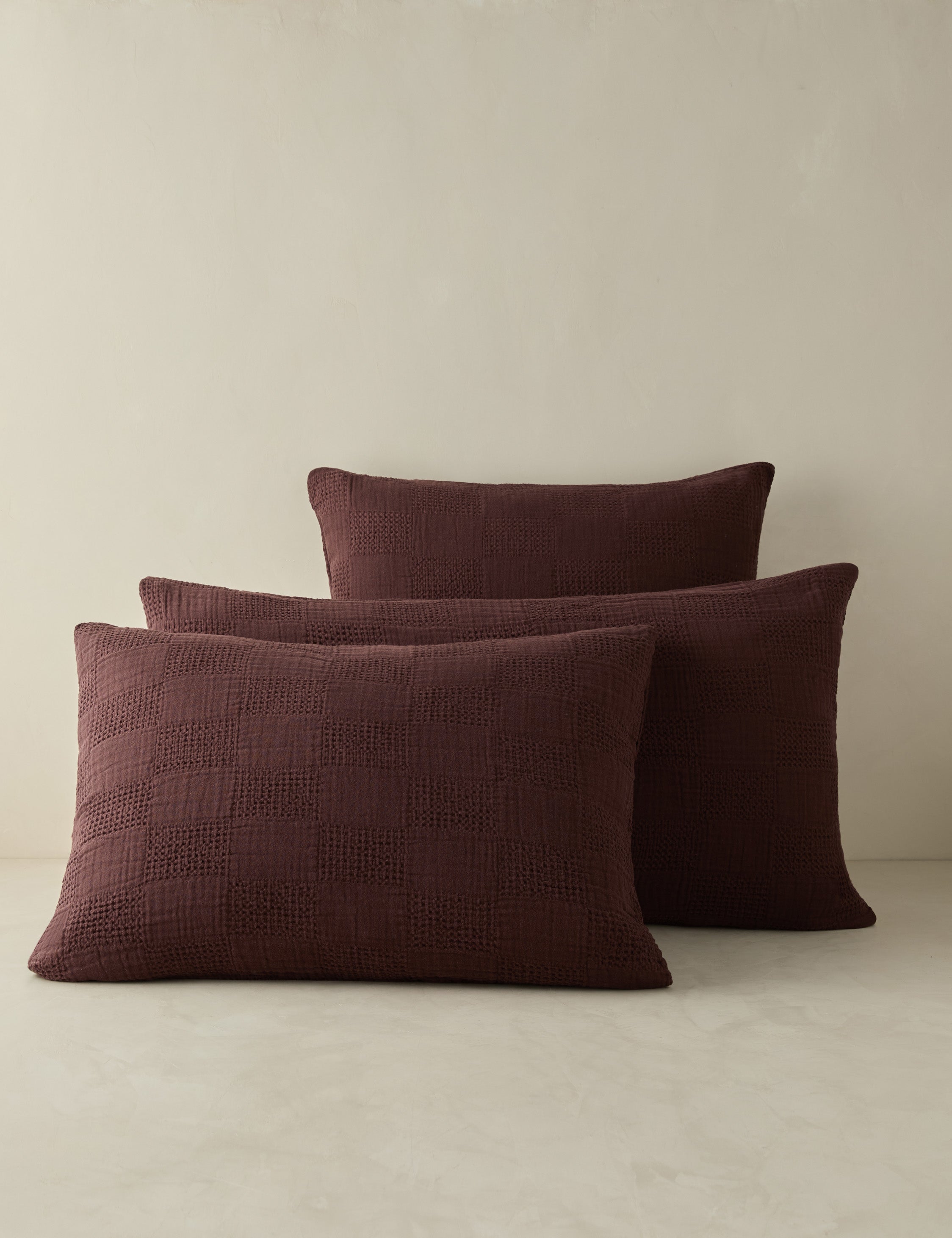 Kairo Textured Cotton Sham | Waffle Gauze Checkerboard Design