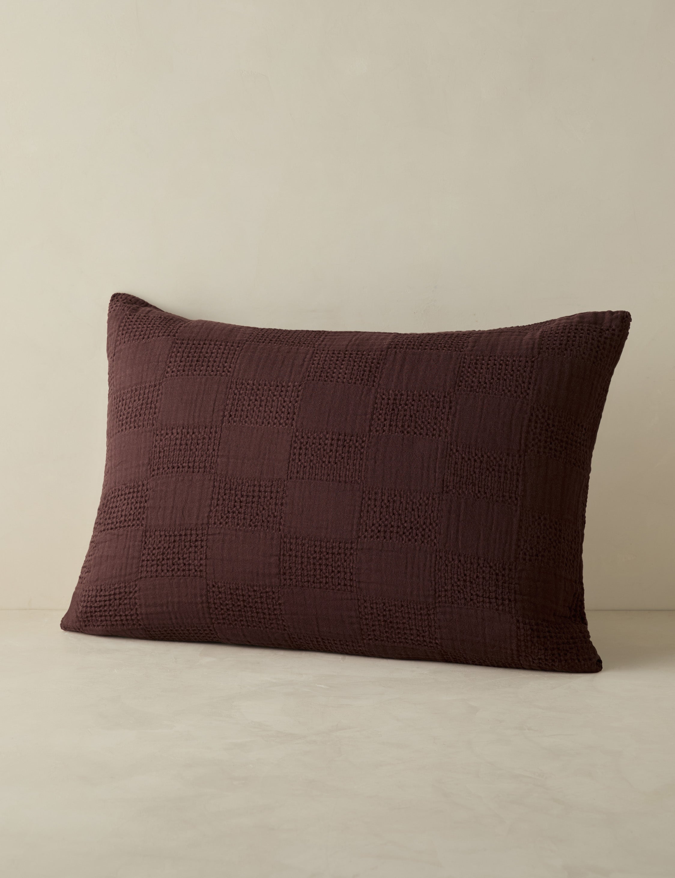 Kairo Textured Cotton Sham | Waffle Gauze Checkerboard Design