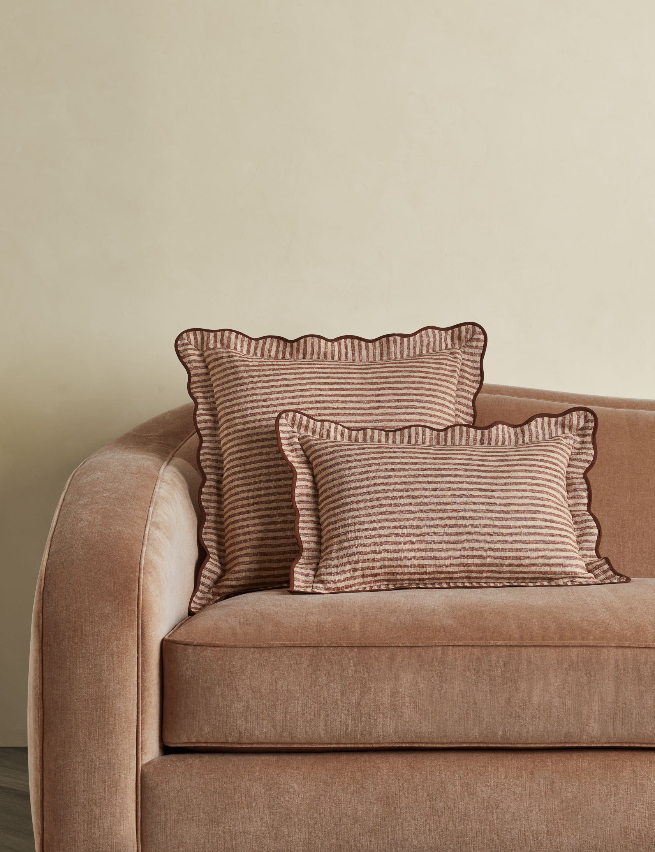 Luna Linen Pillow | Striped Design, Dramatic Flange