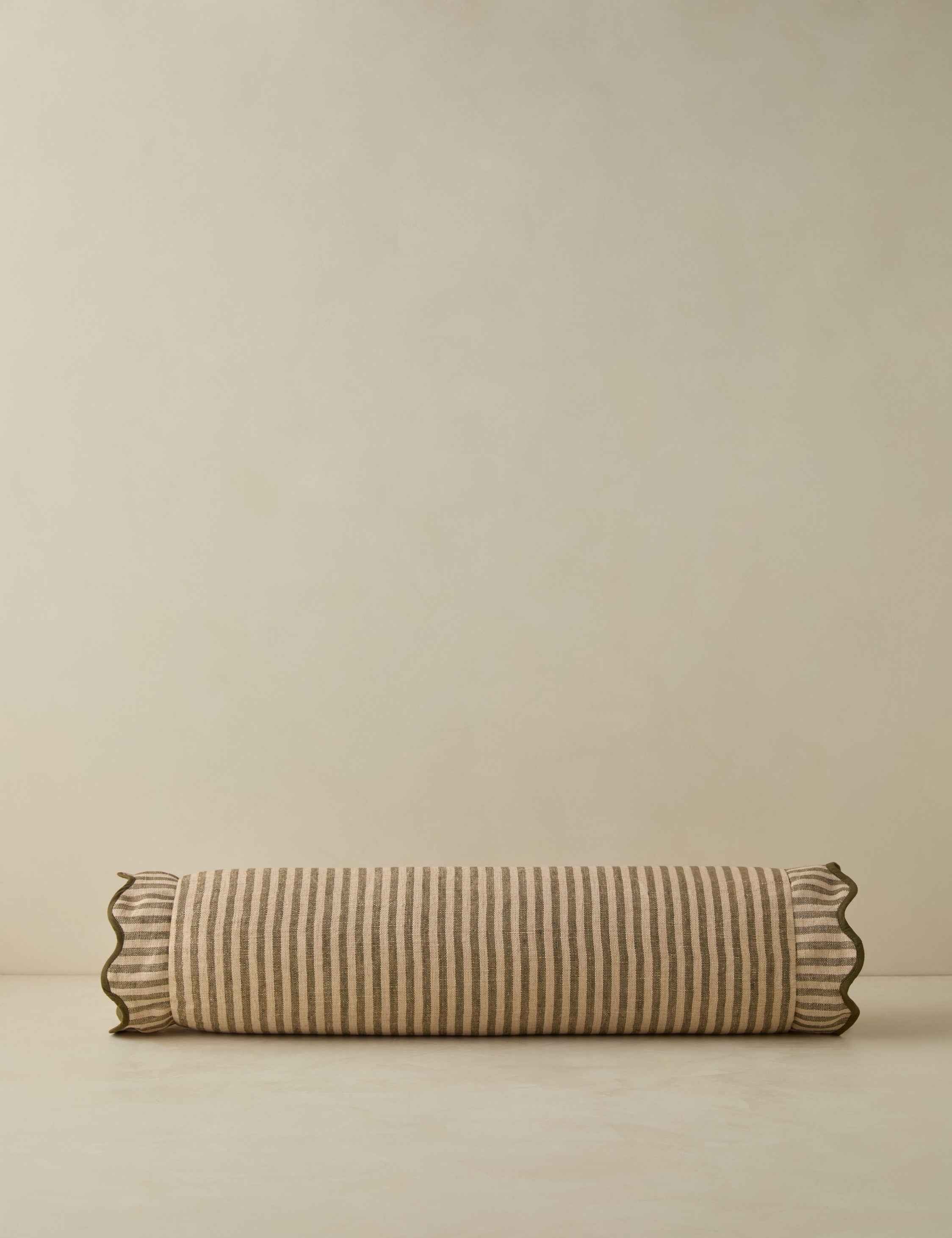 Lani Bolster Pillow | Striped Linen with Dramatic Flange