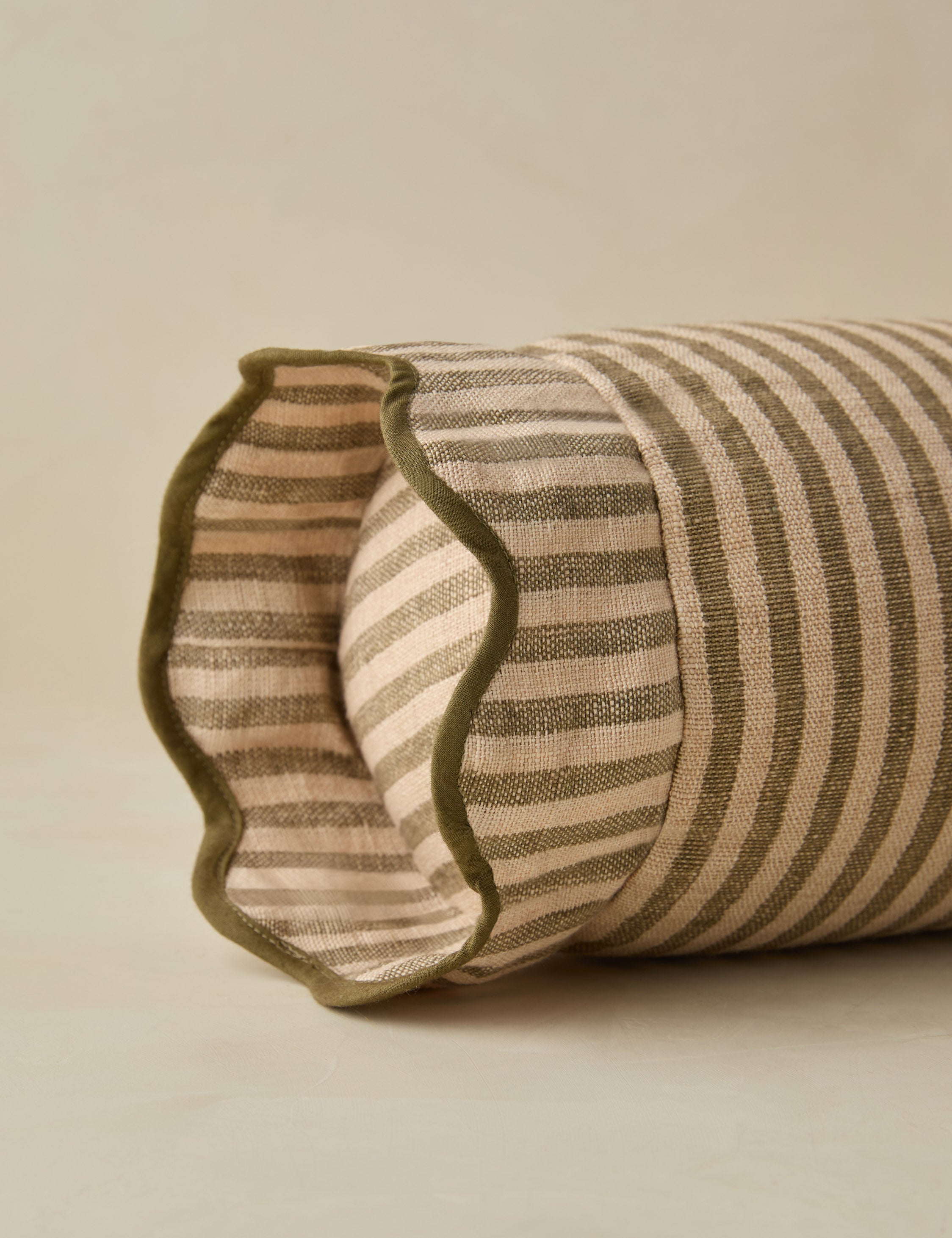 Lani Bolster Pillow | Striped Linen with Dramatic Flange