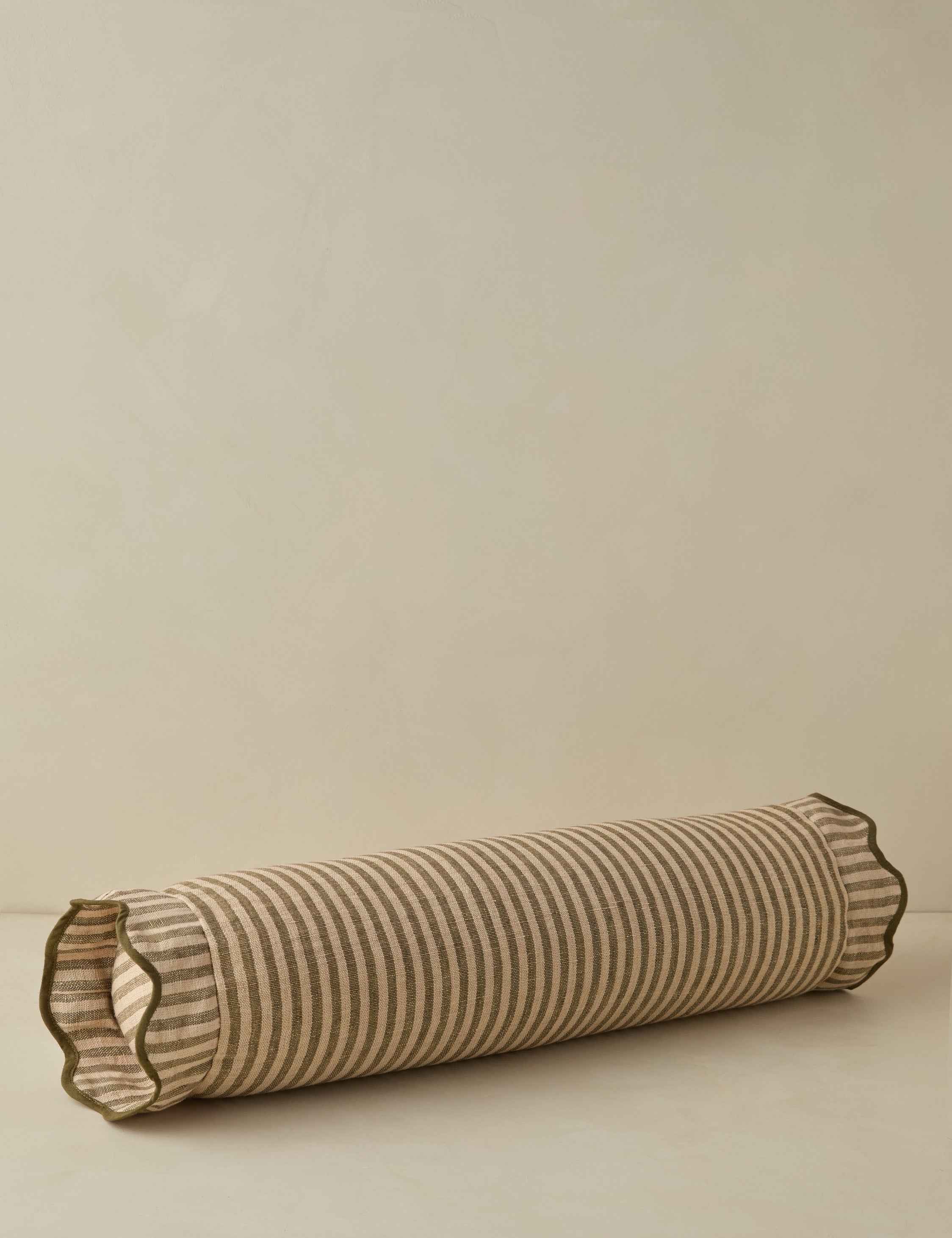Lani Bolster Pillow | Striped Linen with Dramatic Flange