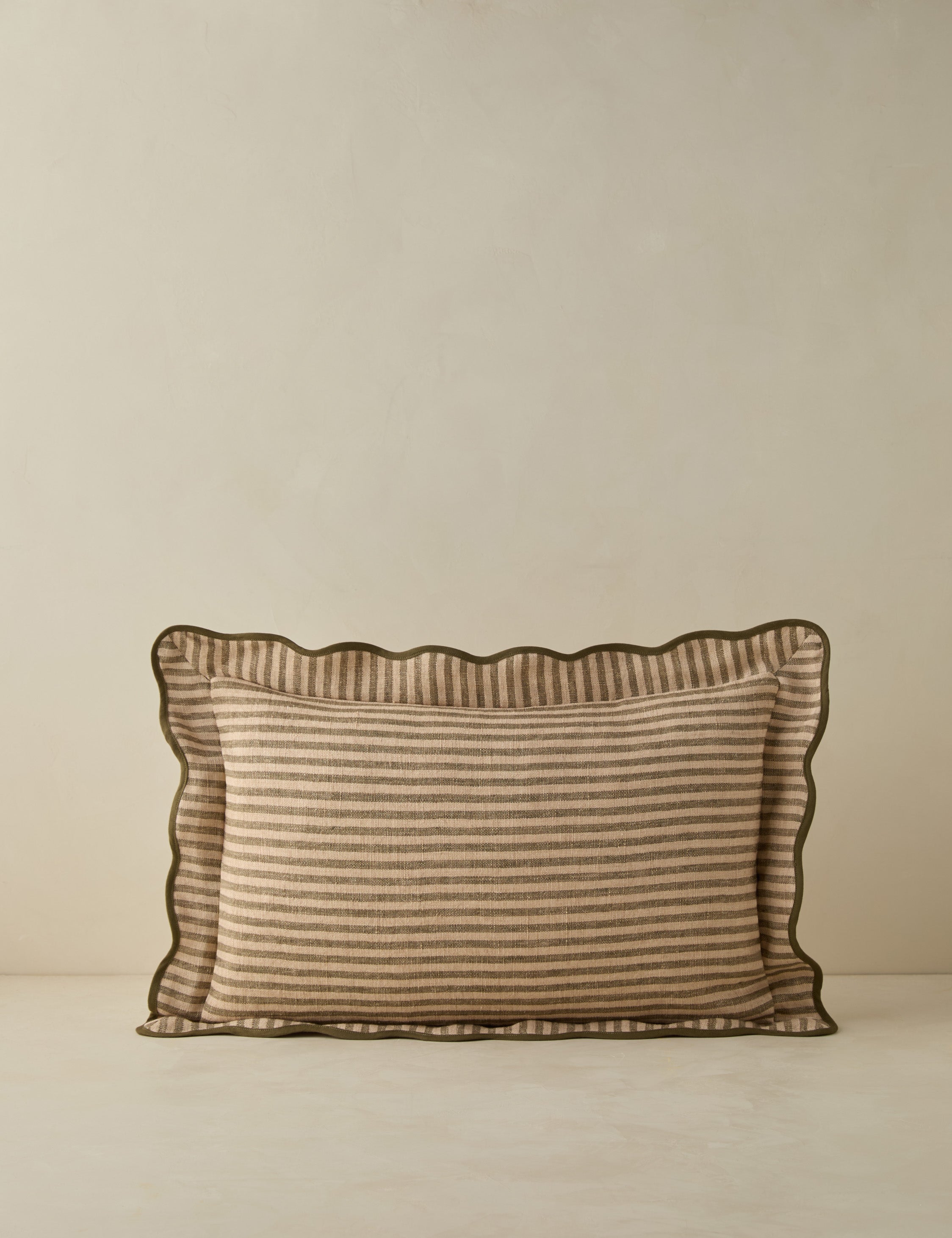 Luna Linen Pillow | Striped Design, Dramatic Flange