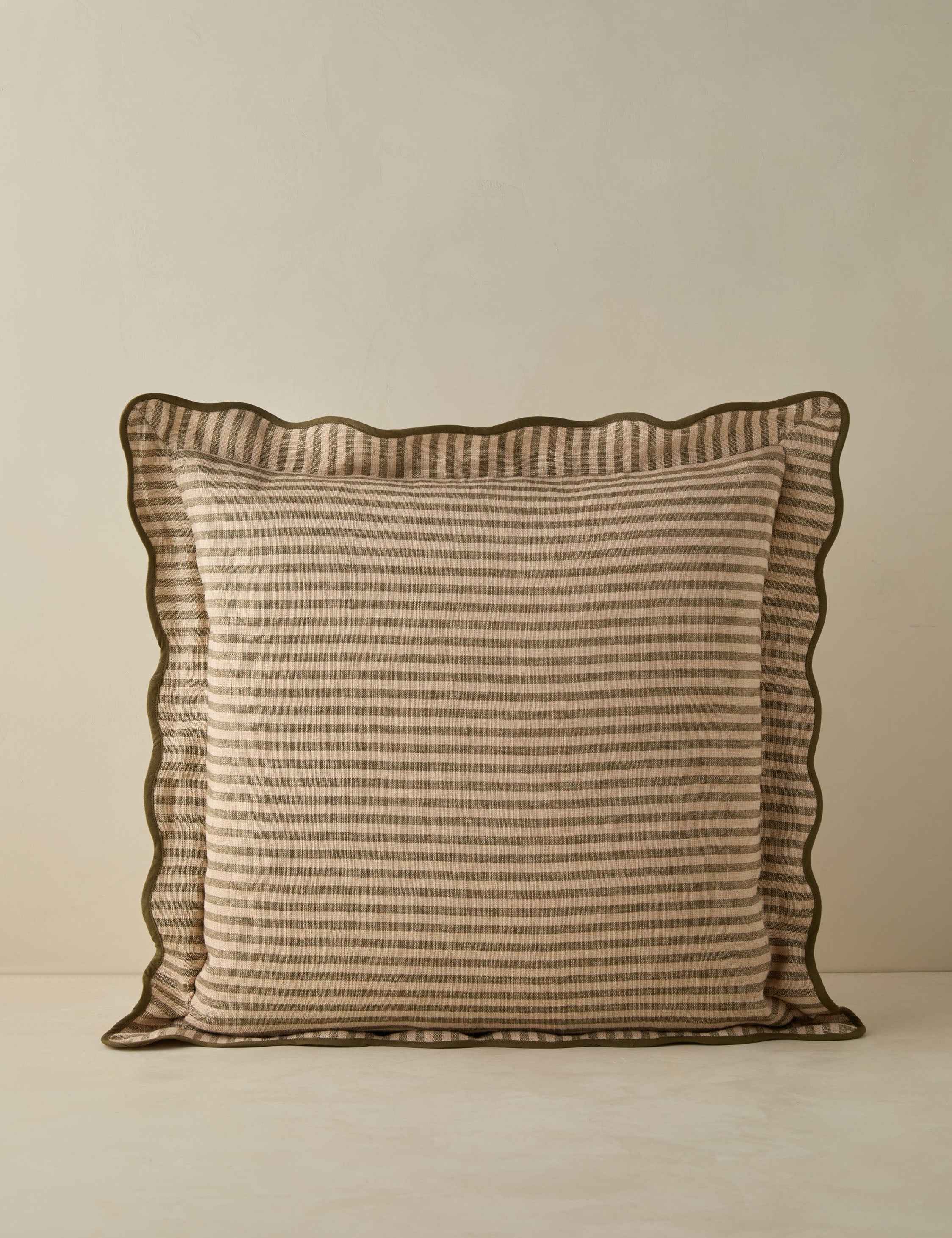 Luna Linen Pillow | Striped Design, Dramatic Flange