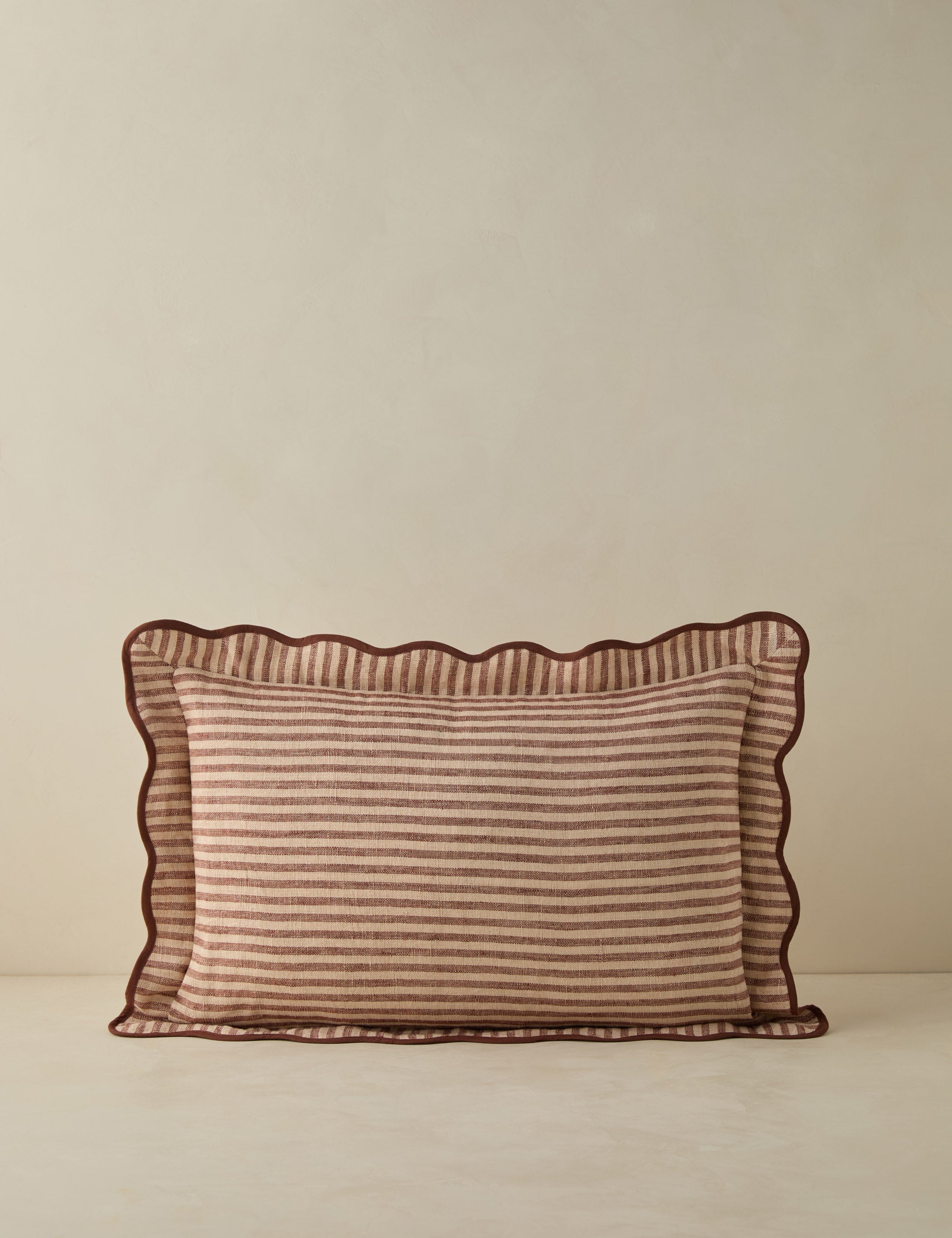 Luna Linen Pillow | Striped Design, Dramatic Flange