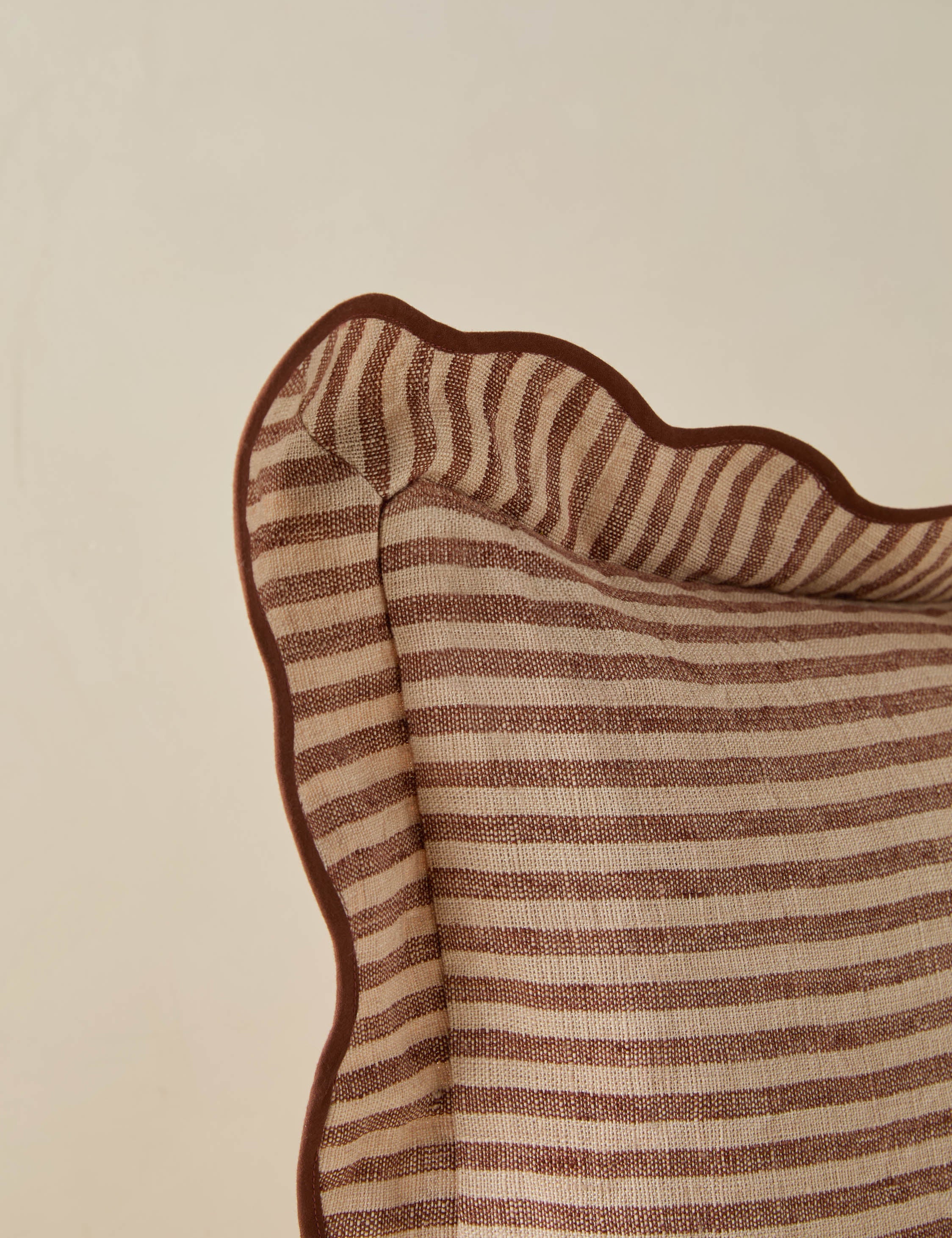 Luna Linen Pillow | Striped Design, Dramatic Flange